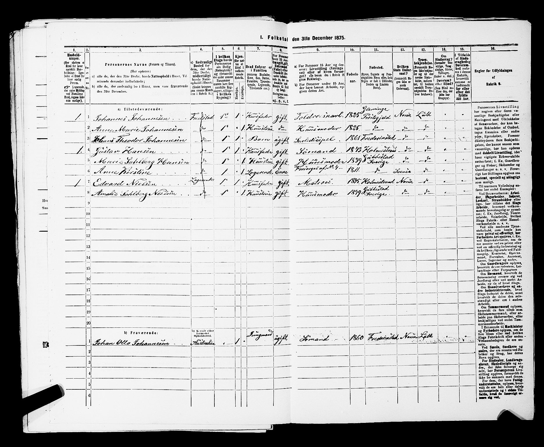 RA, 1875 census for 0103B Fredrikstad/Fredrikstad, 1875, p. 322