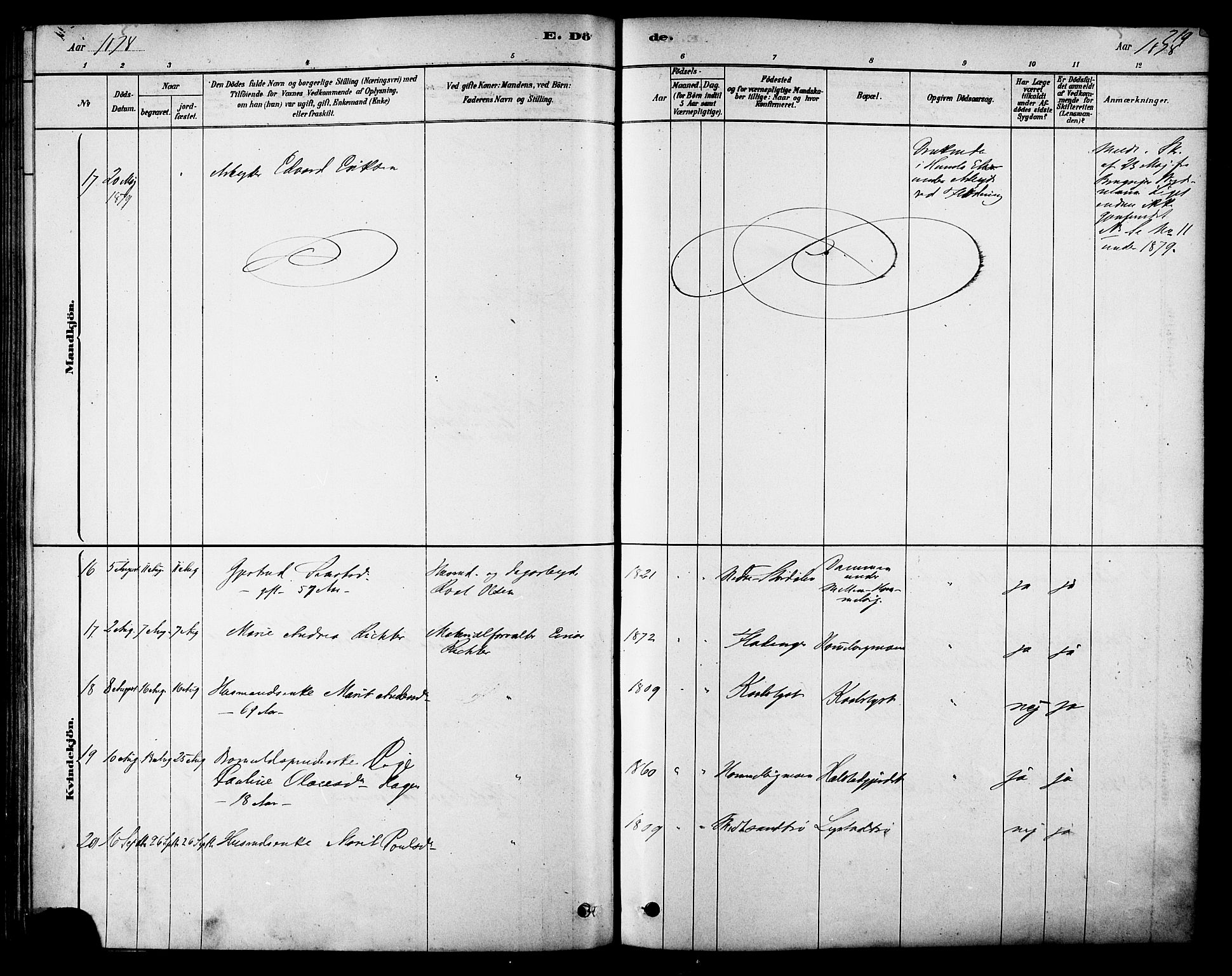 Ministerialprotokoller, klokkerbøker og fødselsregistre - Sør-Trøndelag, AV/SAT-A-1456/616/L0410: Parish register (official) no. 616A07, 1878-1893, p. 219