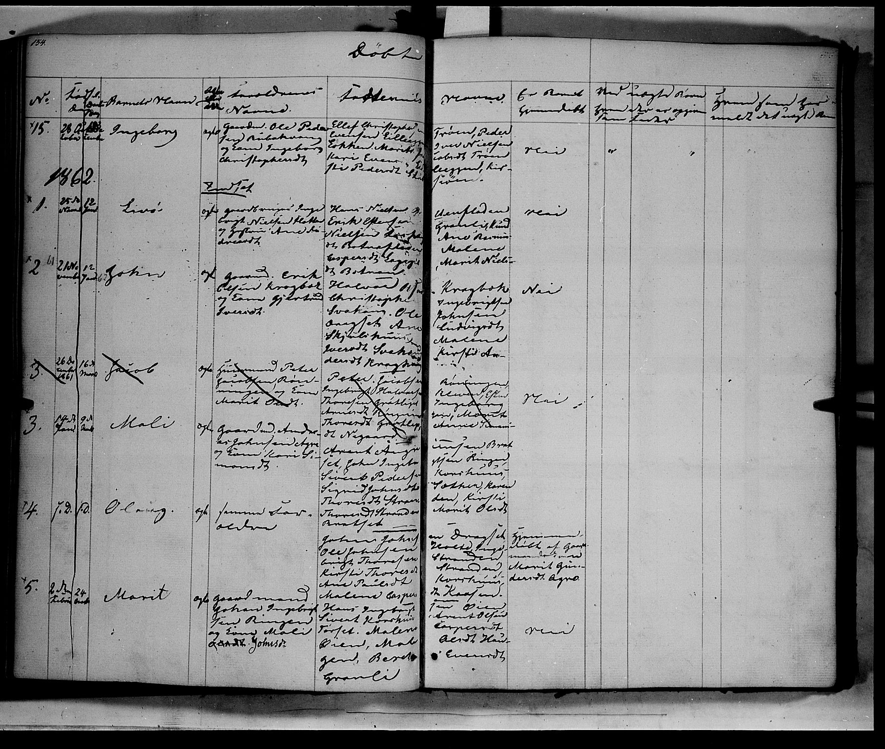 Kvikne prestekontor, AV/SAH-PREST-064/H/Ha/Haa/L0005: Parish register (official) no. 5, 1841-1862, p. 154