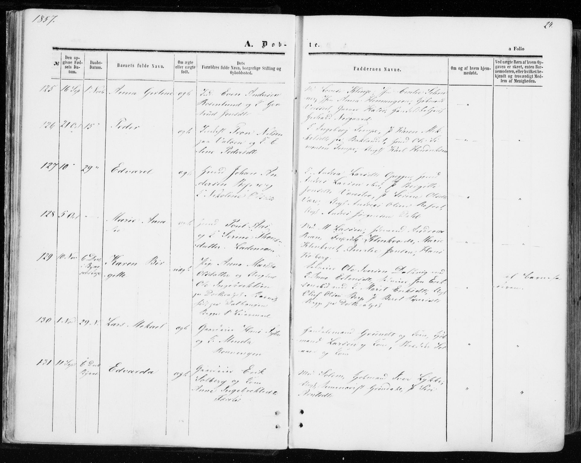 Ministerialprotokoller, klokkerbøker og fødselsregistre - Sør-Trøndelag, AV/SAT-A-1456/606/L0292: Parish register (official) no. 606A07, 1856-1865, p. 24