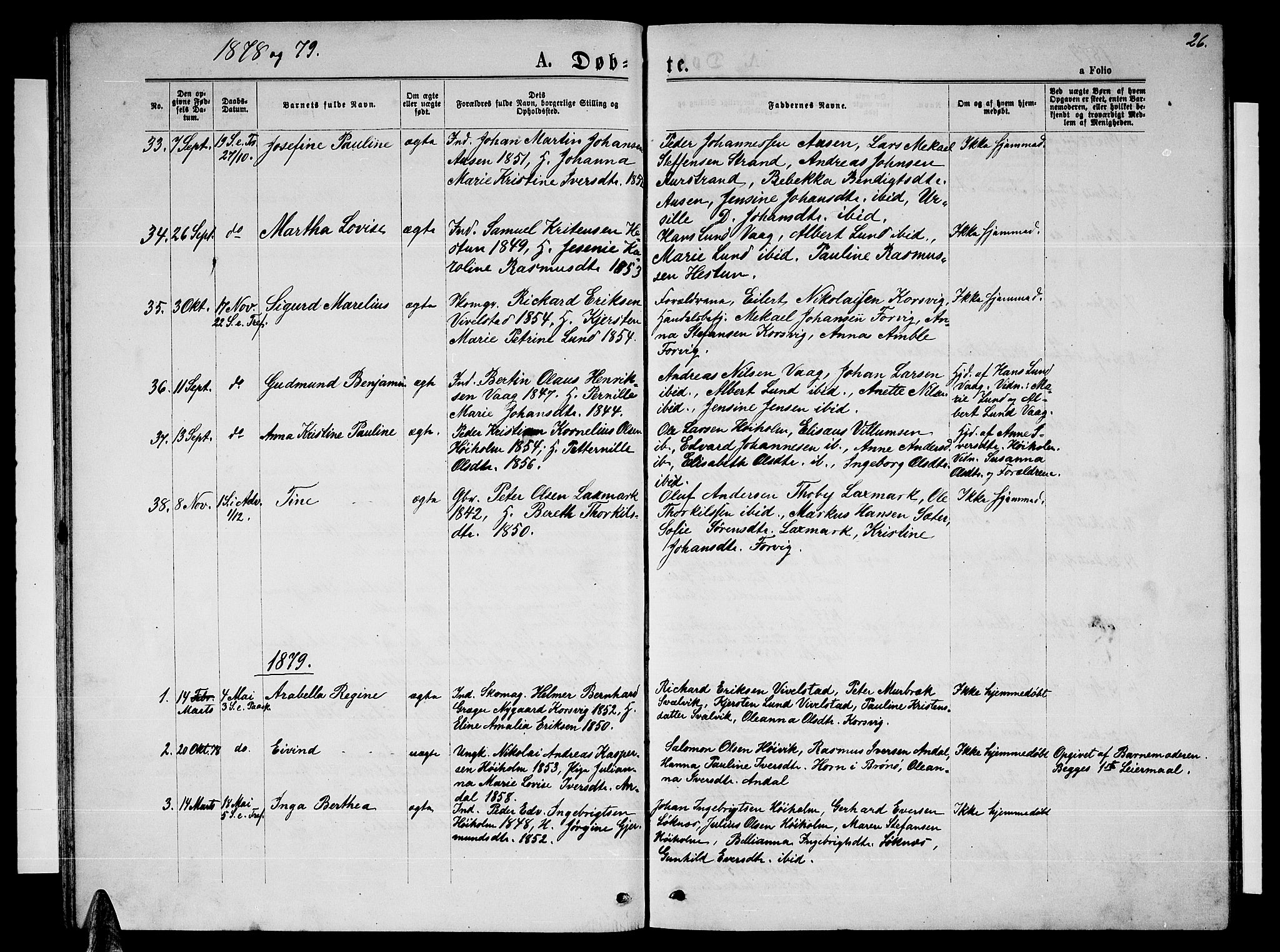 Ministerialprotokoller, klokkerbøker og fødselsregistre - Nordland, AV/SAT-A-1459/819/L0276: Parish register (copy) no. 819C02, 1869-1887, p. 26