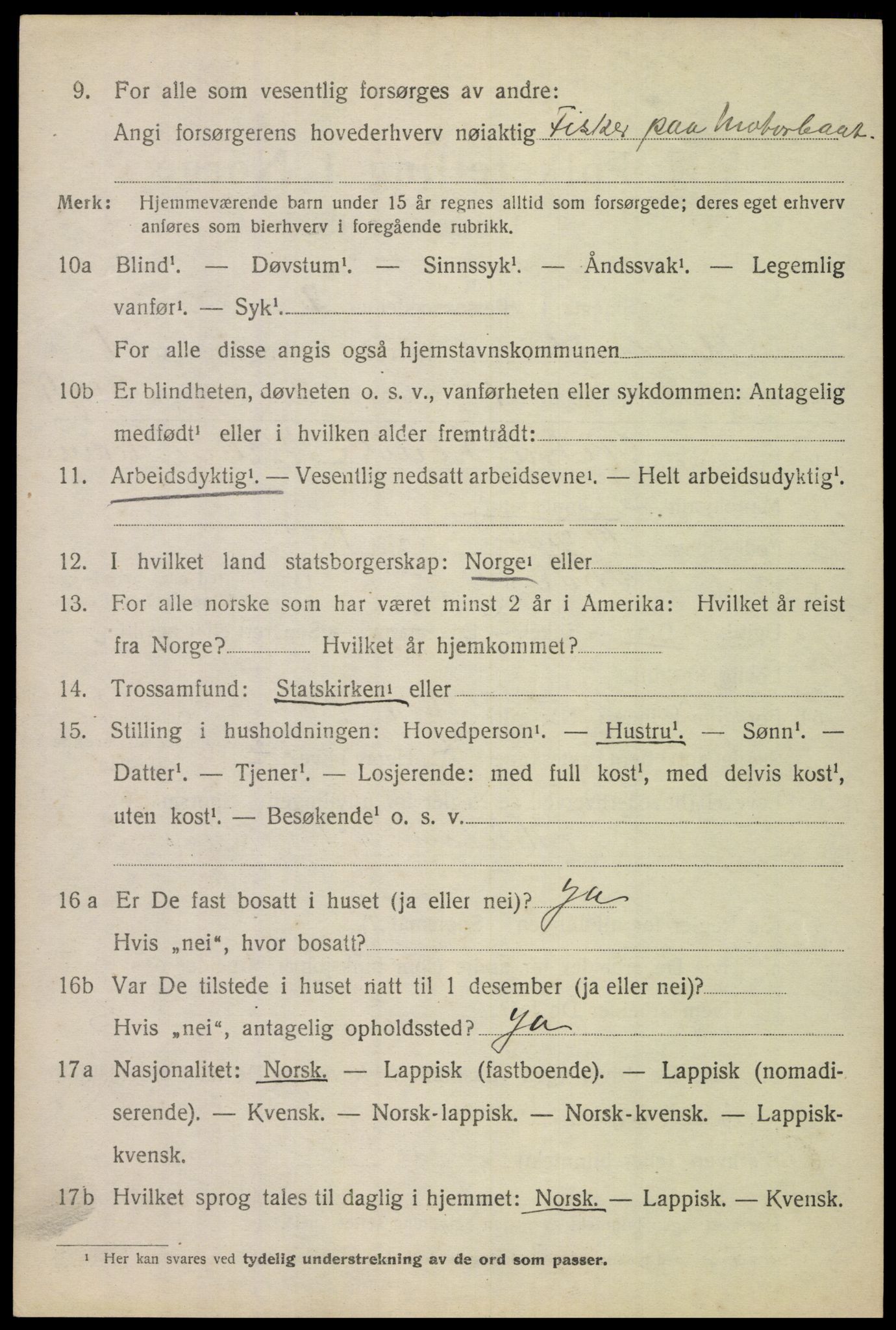 SAT, 1920 census for Evenes, 1920, p. 1739