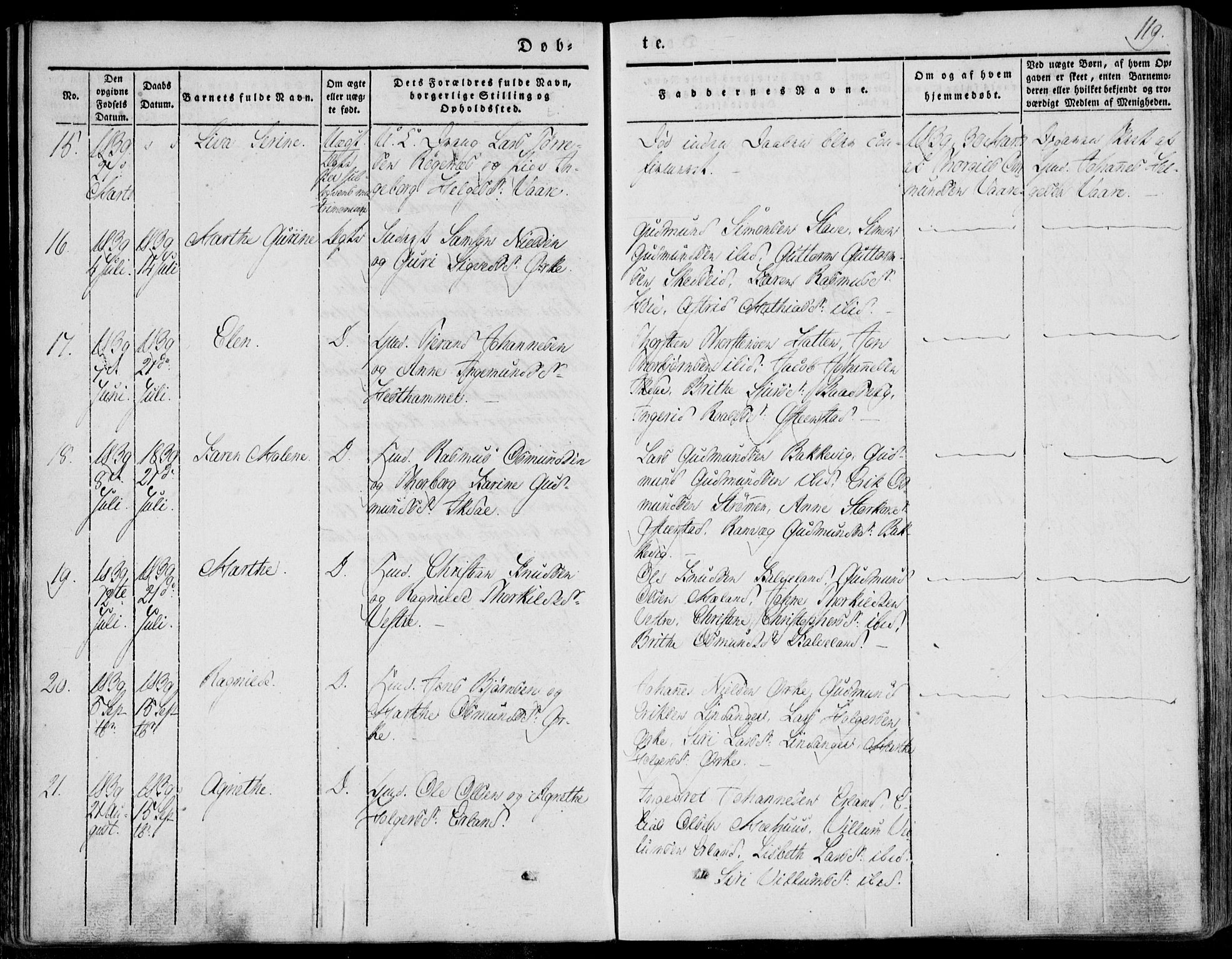 Skjold sokneprestkontor, AV/SAST-A-101847/H/Ha/Haa/L0006: Parish register (official) no. A 6.1, 1835-1858, p. 119