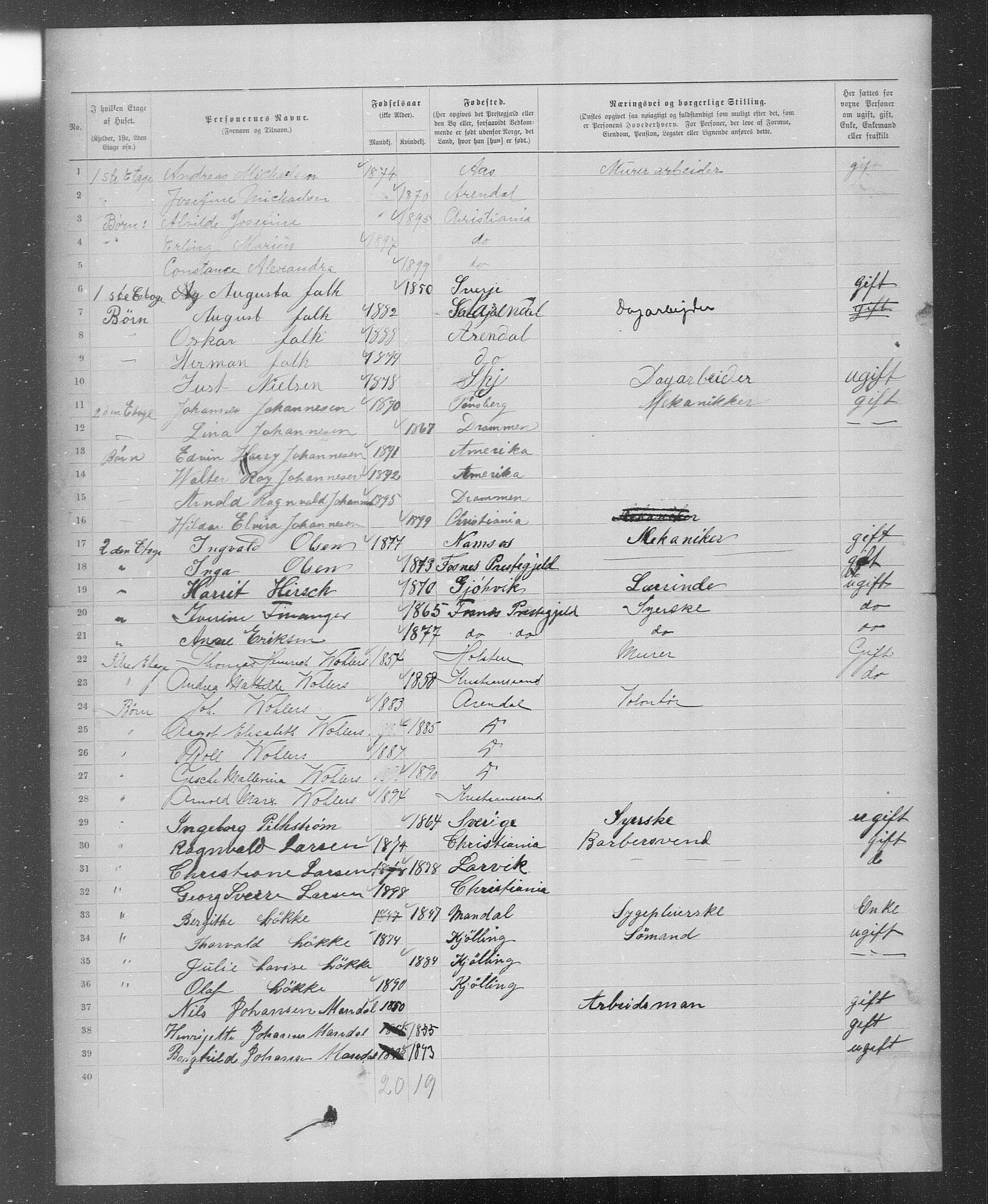 OBA, Municipal Census 1899 for Kristiania, 1899, p. 2929