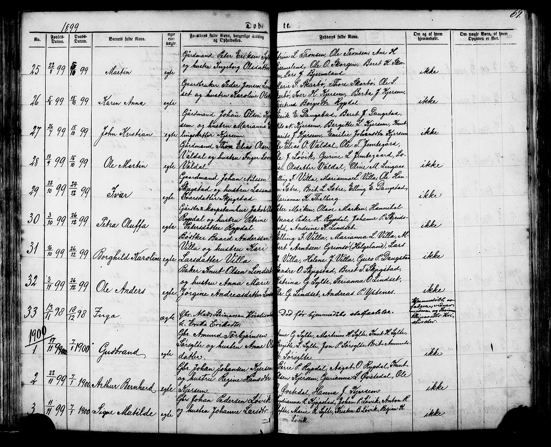 Ministerialprotokoller, klokkerbøker og fødselsregistre - Møre og Romsdal, SAT/A-1454/541/L0547: Parish register (copy) no. 541C02, 1867-1921, p. 69
