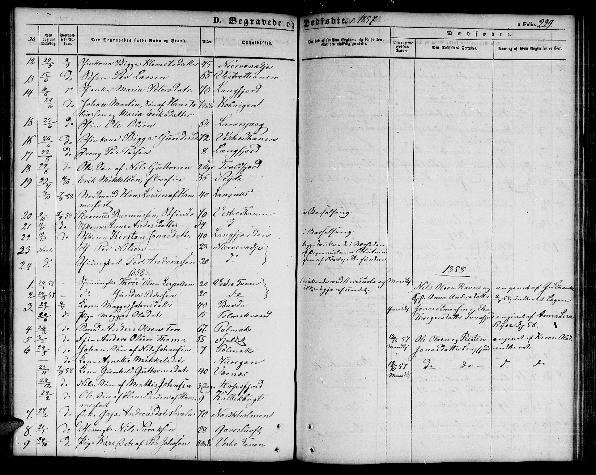 Tana sokneprestkontor, SATØ/S-1334/H/Hb/L0001klokker: Parish register (copy) no. 1 /1, 1853-1867, p. 229