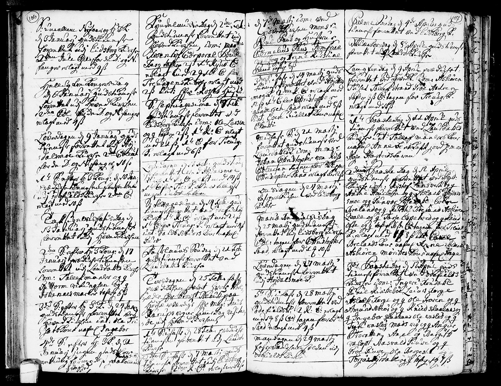 Lårdal kirkebøker, SAKO/A-284/F/Fa/L0002: Parish register (official) no. I 2, 1734-1754, p. 106-107