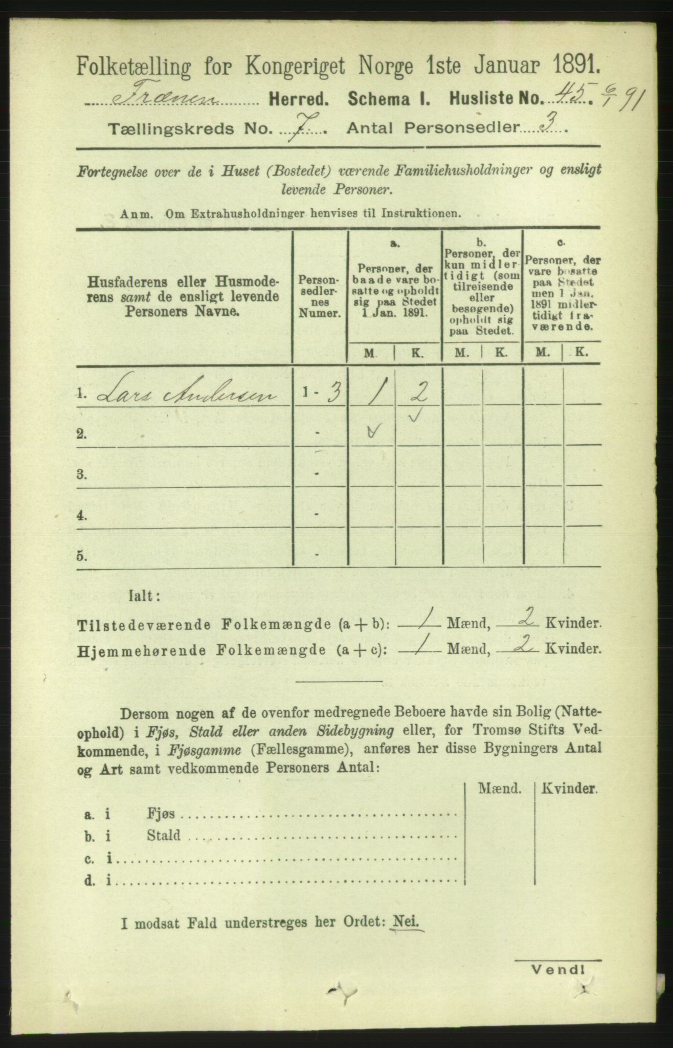 RA, 1891 census for 1548 Fræna, 1891, p. 2330