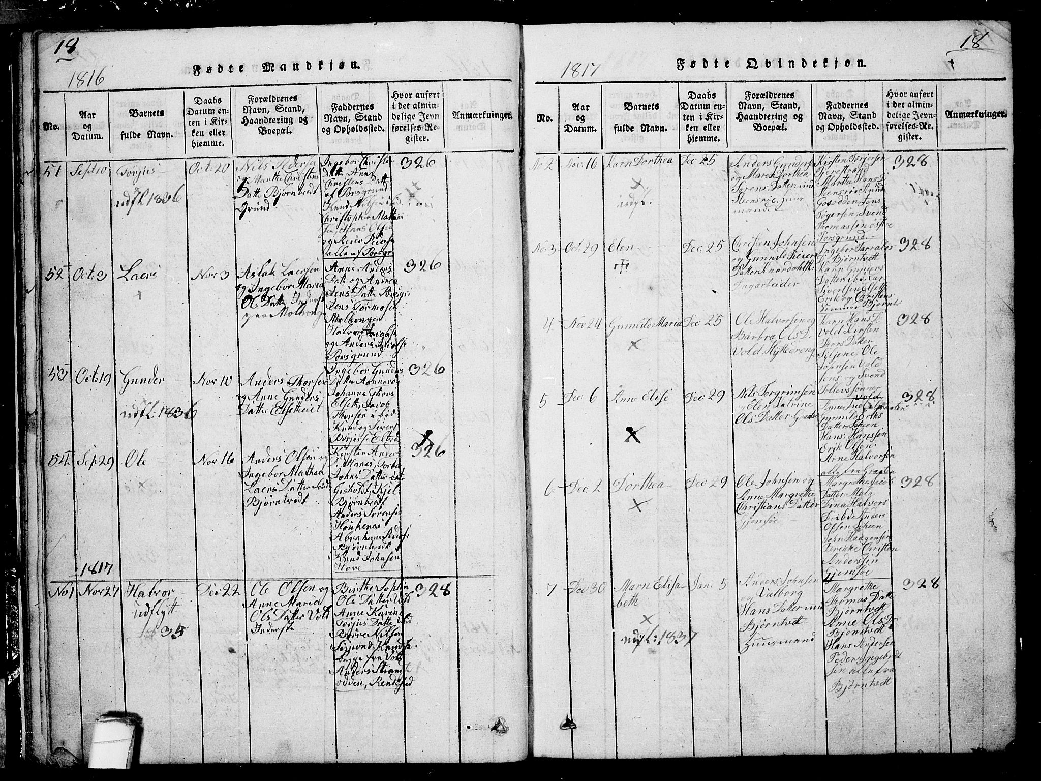 Solum kirkebøker, SAKO/A-306/G/Ga/L0001: Parish register (copy) no. I 1, 1814-1833, p. 18