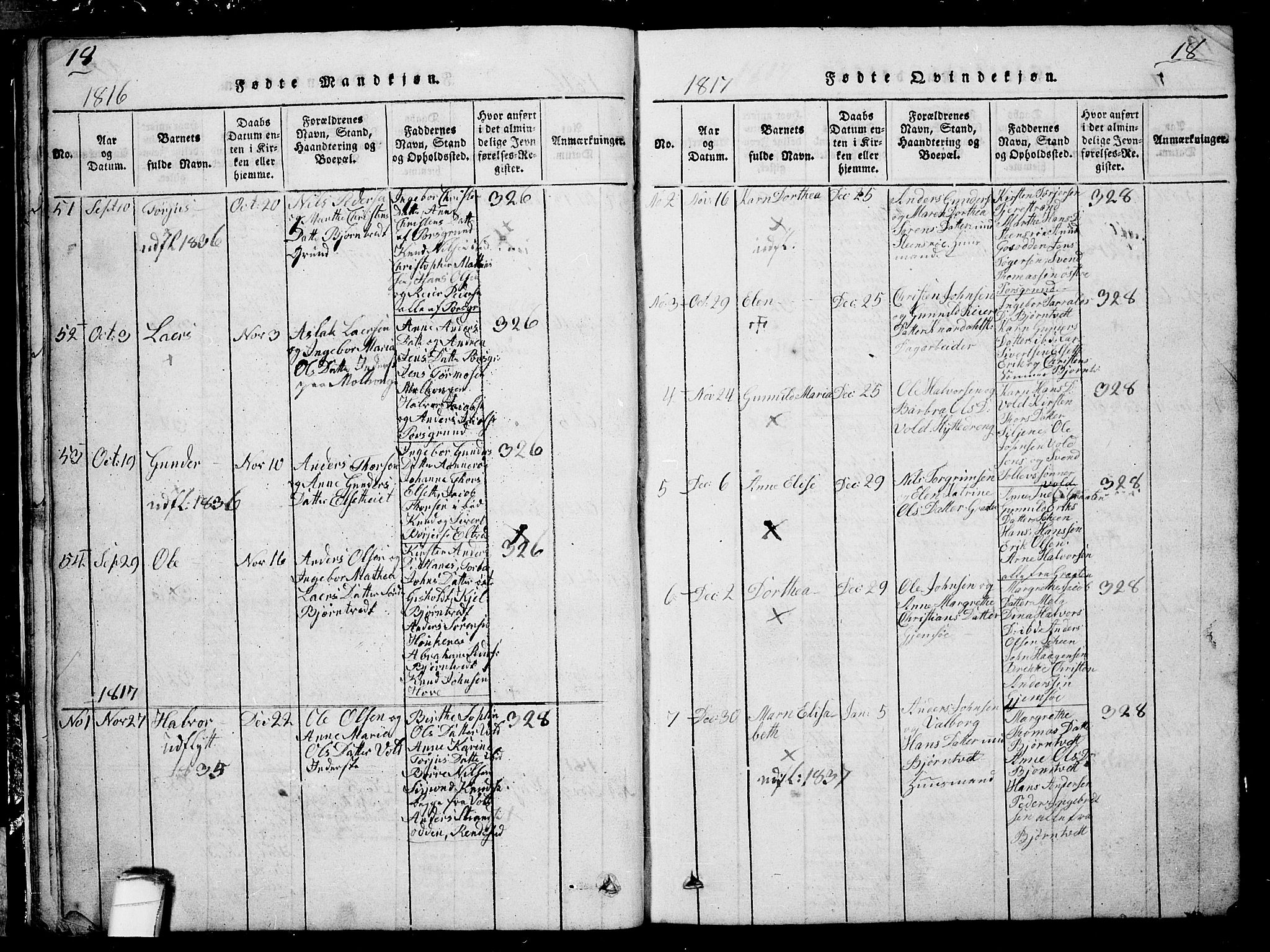 Solum kirkebøker, AV/SAKO-A-306/G/Ga/L0001: Parish register (copy) no. I 1, 1814-1833, p. 18