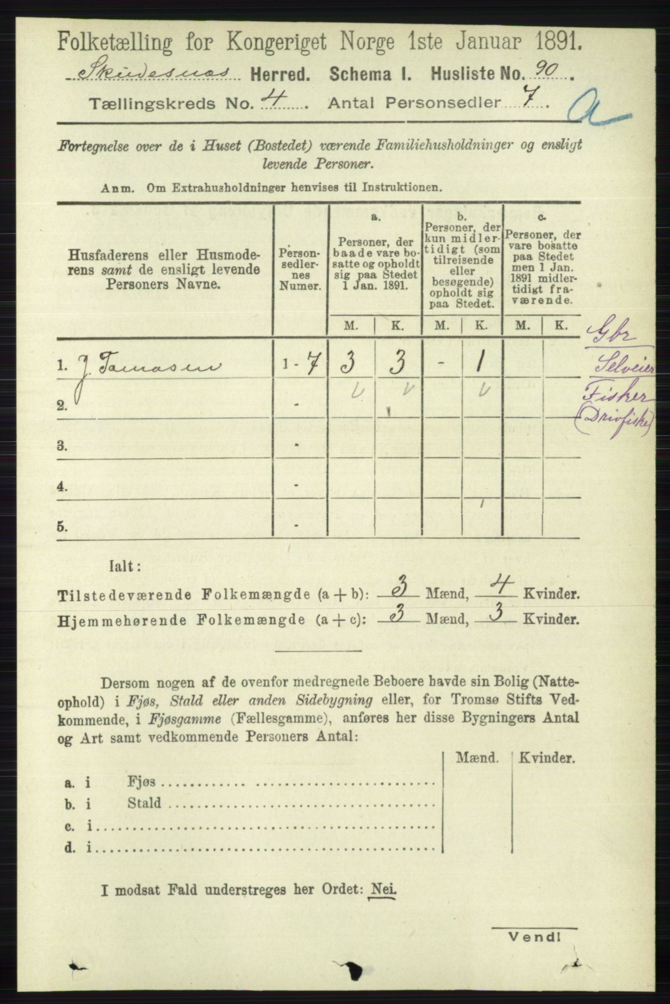 RA, 1891 census for 1150 Skudenes, 1891, p. 1862