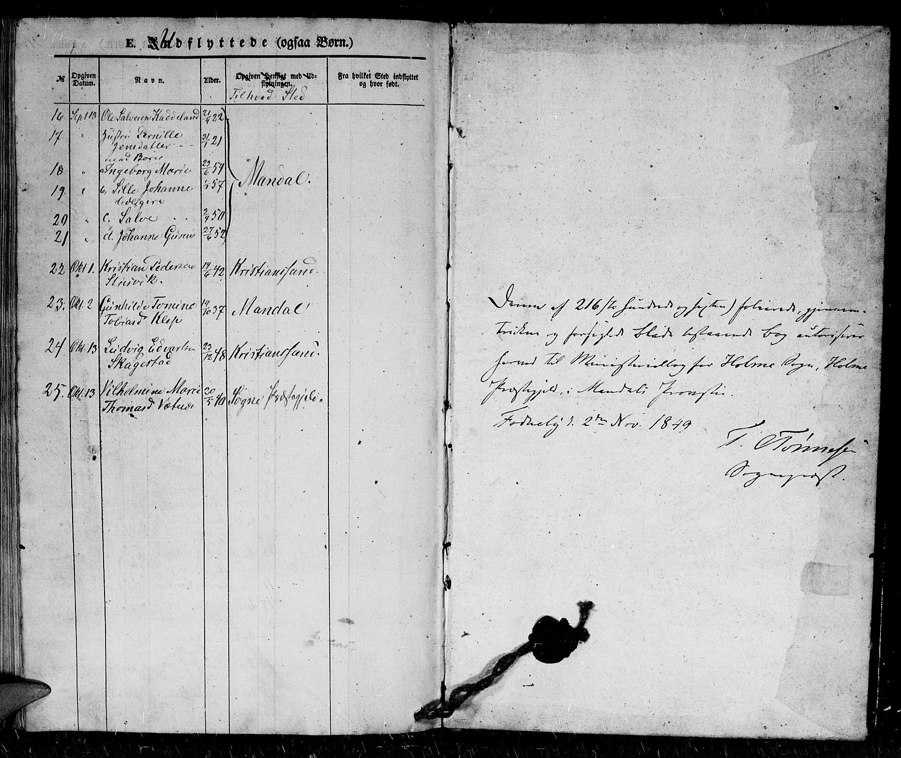 Holum sokneprestkontor, AV/SAK-1111-0022/F/Fb/Fba/L0003: Parish register (copy) no. B 3, 1850-1866, p. 217