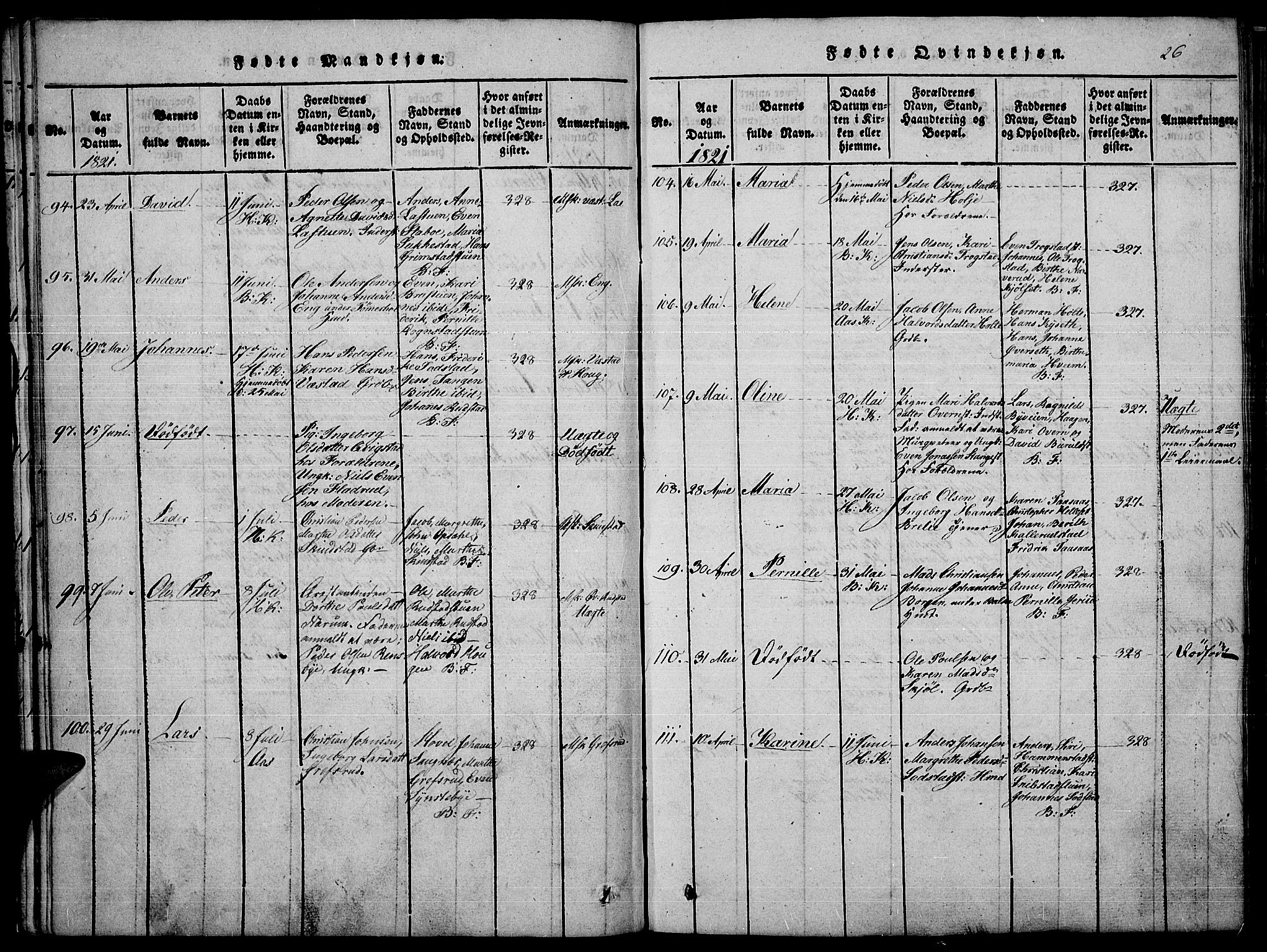 Toten prestekontor, AV/SAH-PREST-102/H/Ha/Haa/L0010: Parish register (official) no. 10, 1820-1828, p. 26