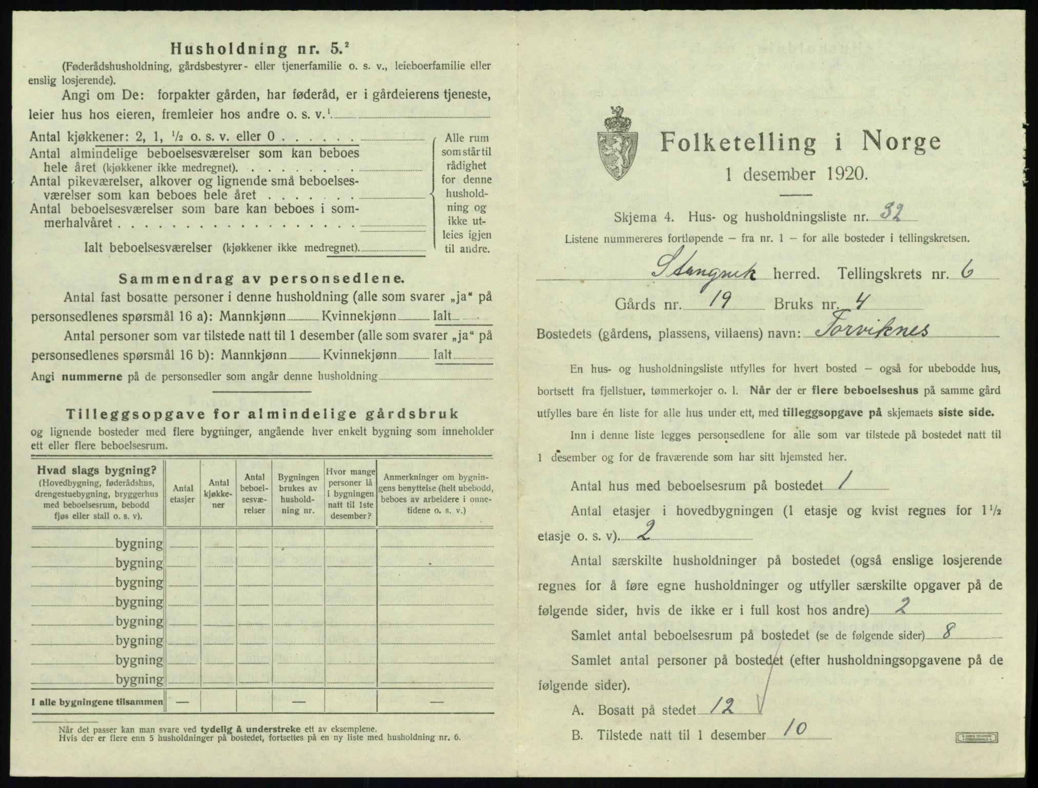 SAT, 1920 census for Stangvik, 1920, p. 620