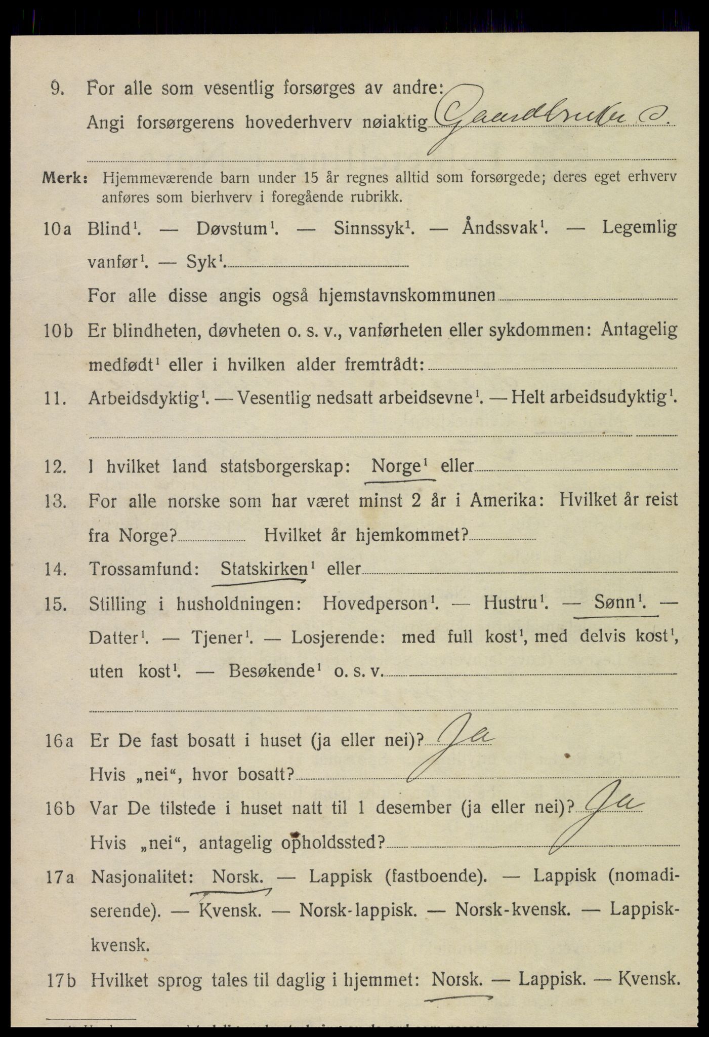 SAT, 1920 census for Skogn, 1920, p. 6986