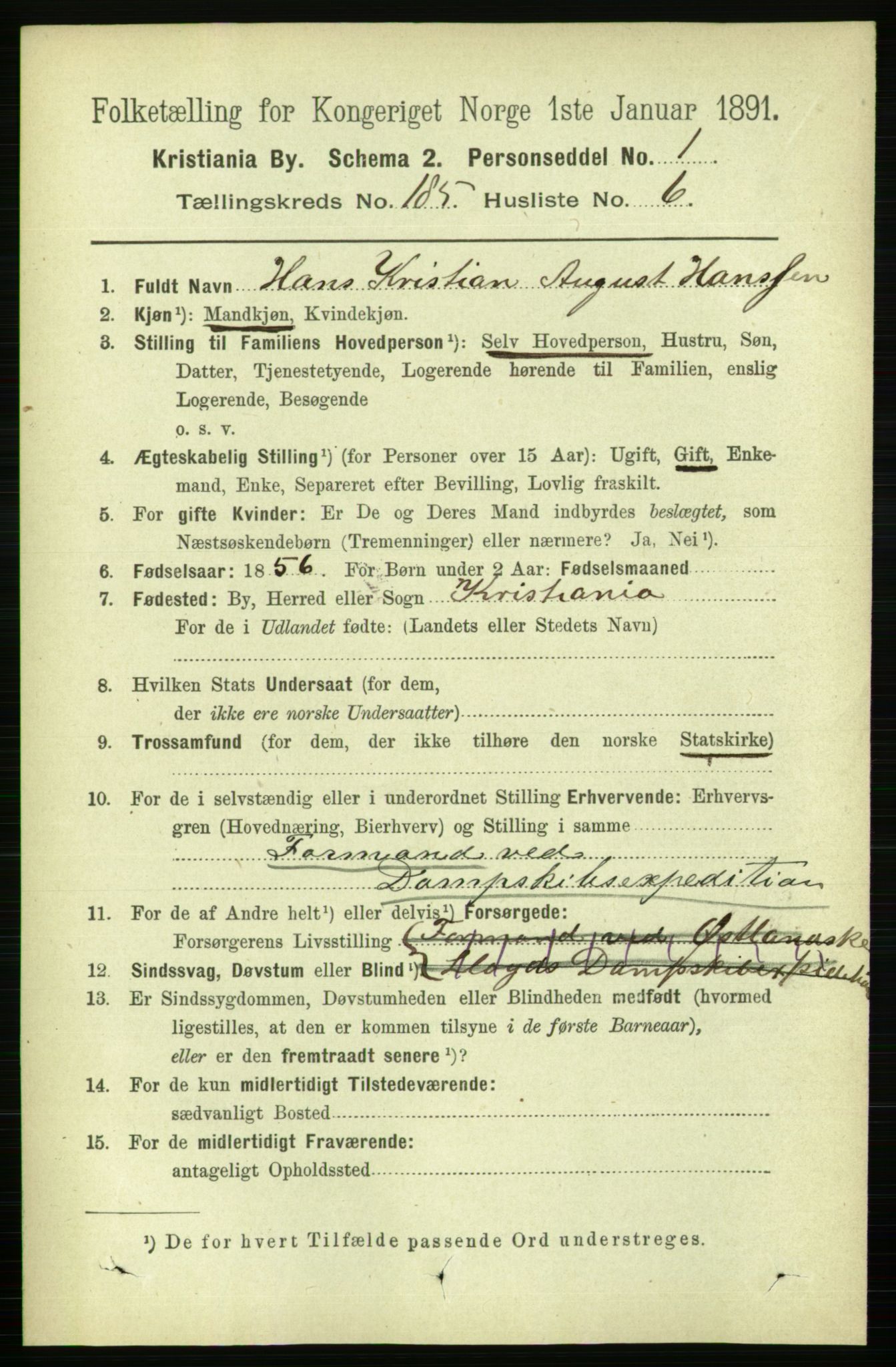 RA, 1891 census for 0301 Kristiania, 1891, p. 111013