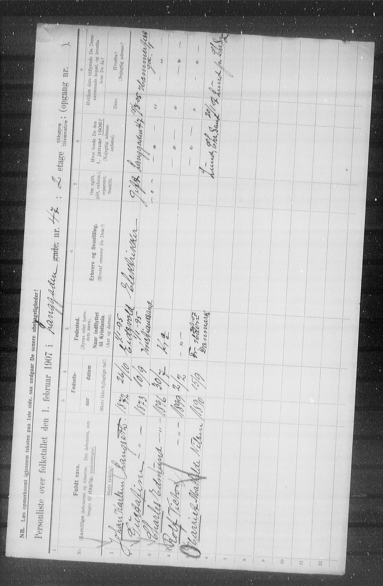 OBA, Municipal Census 1907 for Kristiania, 1907, p. 29064