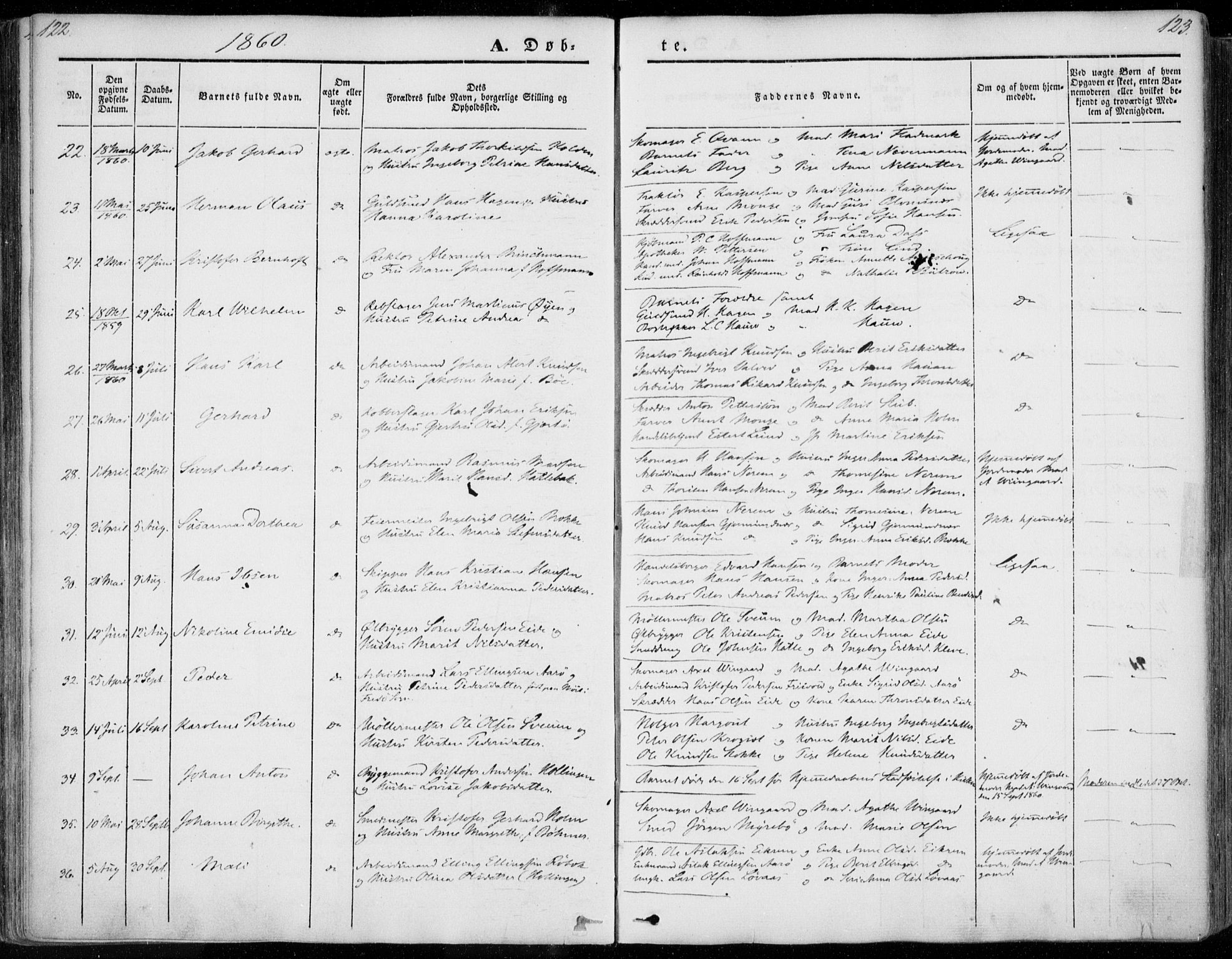 Ministerialprotokoller, klokkerbøker og fødselsregistre - Møre og Romsdal, SAT/A-1454/558/L0689: Parish register (official) no. 558A03, 1843-1872, p. 122-123