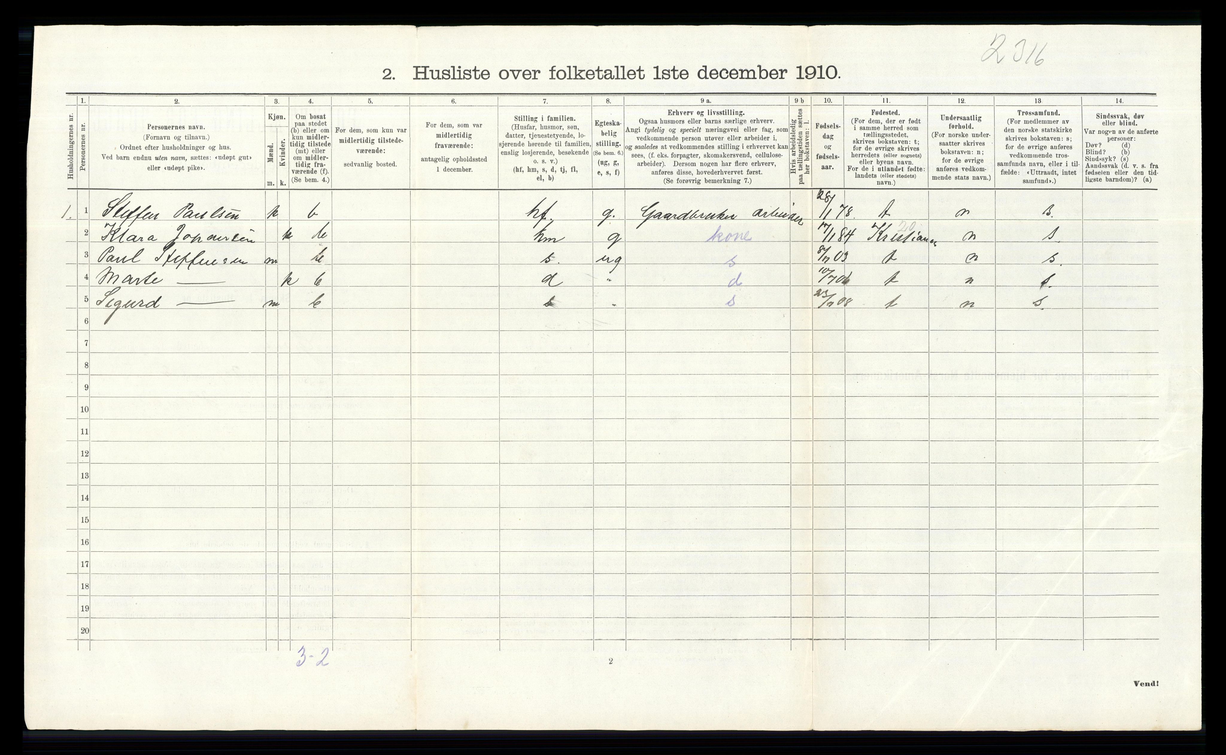 RA, 1910 census for Gran, 1910, p. 558