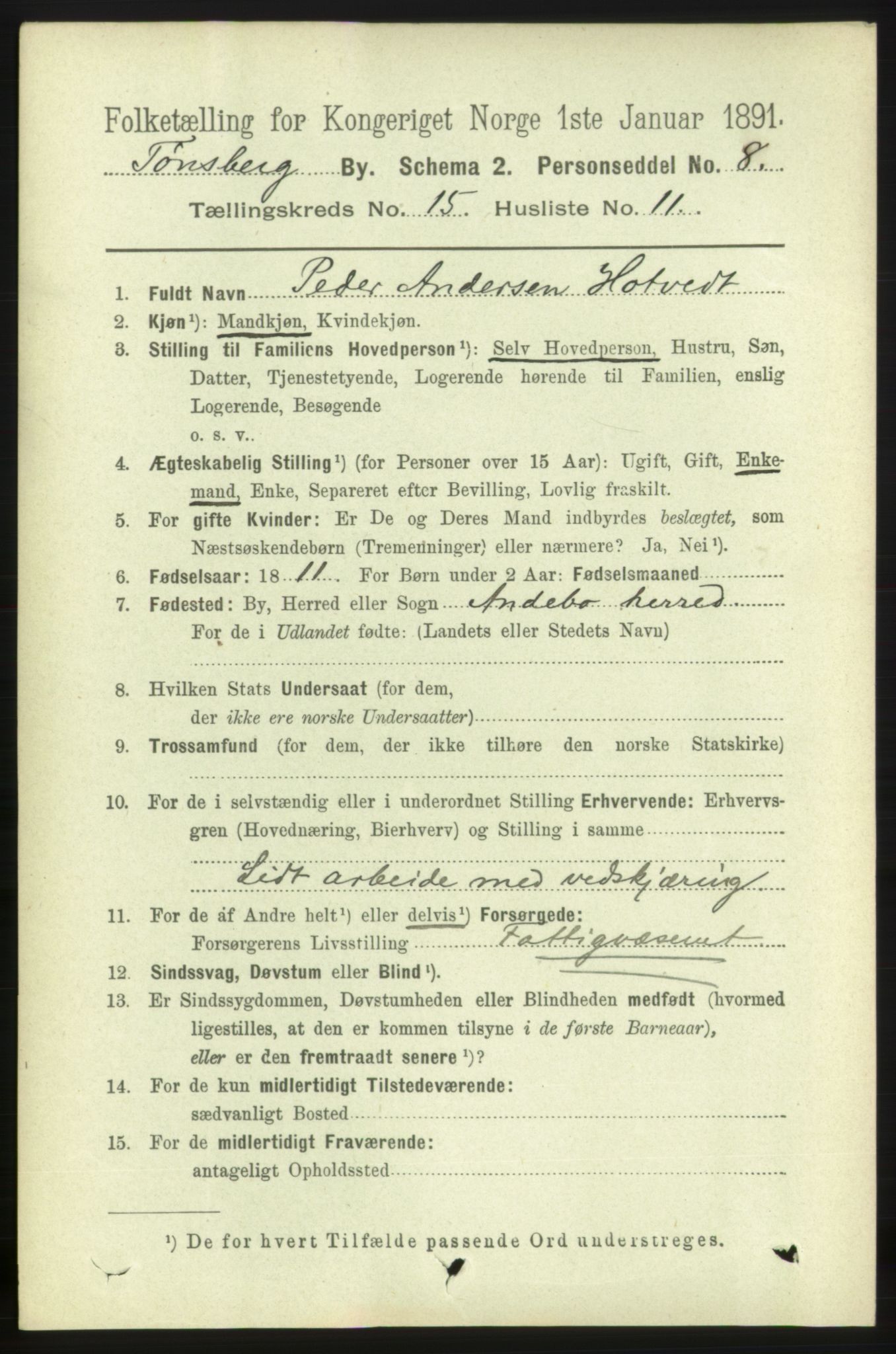 RA, 1891 census for 0705 Tønsberg, 1891, p. 4787