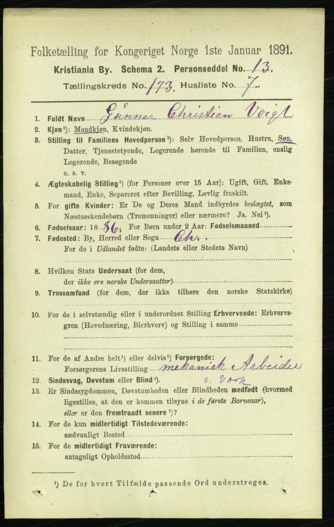 RA, 1891 census for 0301 Kristiania, 1891, p. 103153