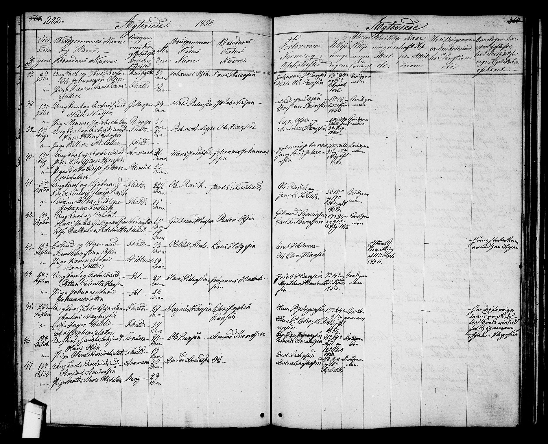 Halden prestekontor Kirkebøker, SAO/A-10909/G/Ga/L0005a: Parish register (copy) no. 5A, 1855-1864, p. 282