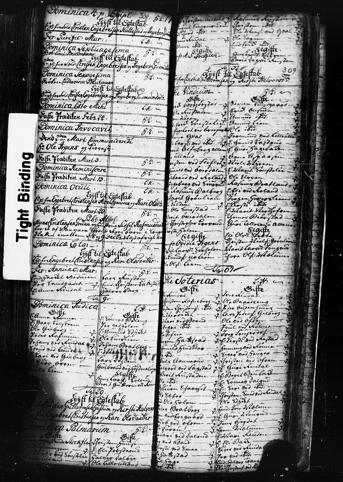 Fåberg prestekontor, SAH/PREST-086/H/Ha/Hab/L0001: Parish register (copy) no. 1, 1727-1767, p. 308-309
