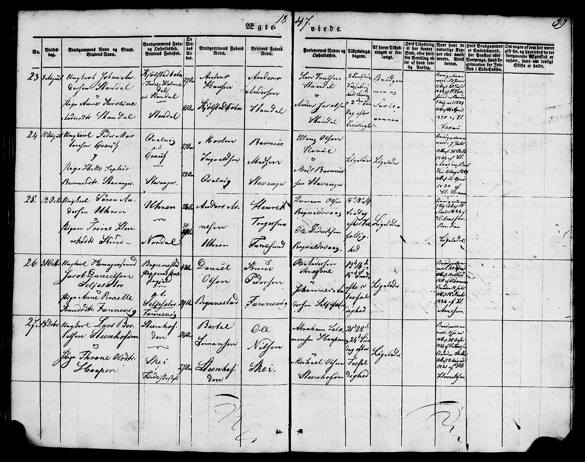 Kinn sokneprestembete, AV/SAB-A-80801/H/Haa/Haaa/L0009: Parish register (official) no. A 9, 1841-1852, p. 39