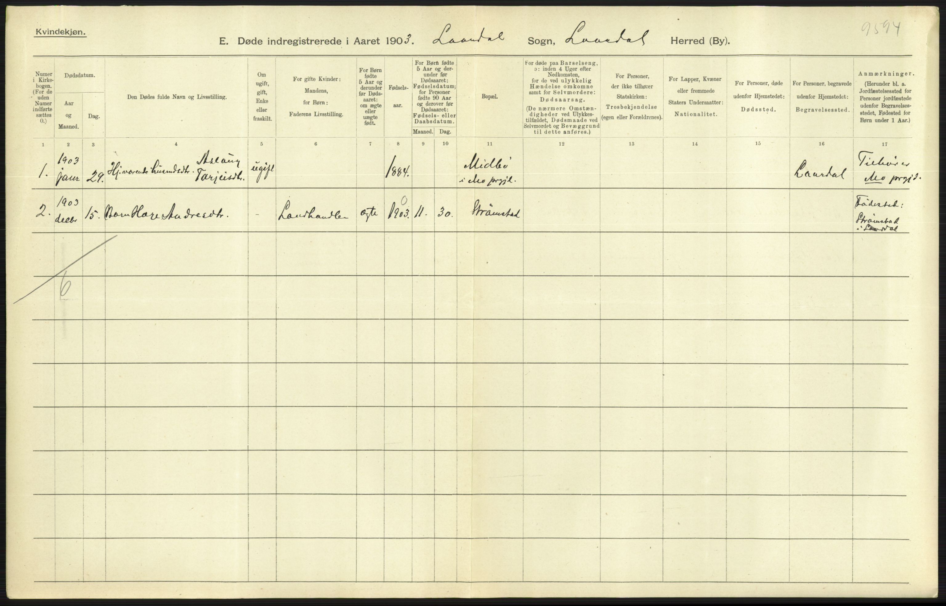 Statistisk sentralbyrå, Sosiodemografiske emner, Befolkning, AV/RA-S-2228/D/Df/Dfa/Dfaa/L0009: Bratsberg amt: Fødte, gifte, døde, 1903, p. 497