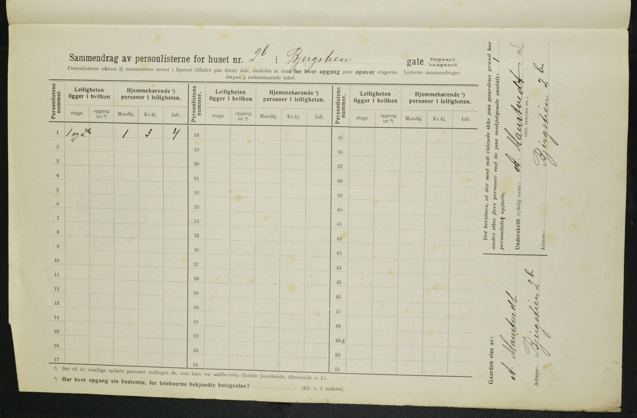 OBA, Municipal Census 1914 for Kristiania, 1914, p. 4326