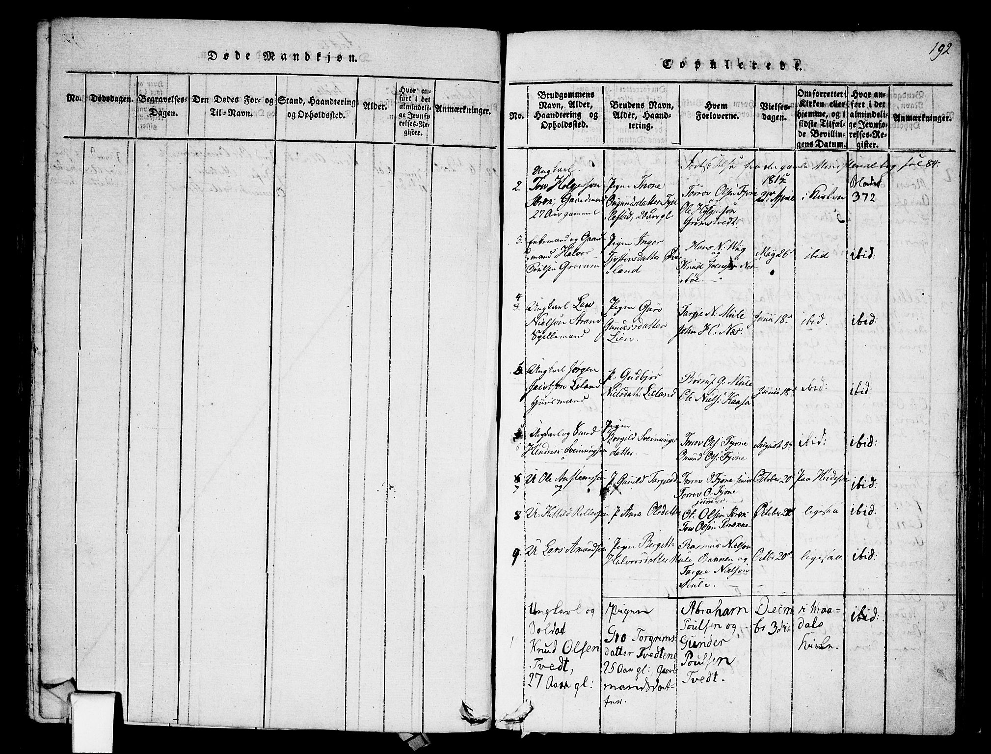 Nissedal kirkebøker, SAKO/A-288/F/Fa/L0002: Parish register (official) no. I 2, 1814-1845, p. 192