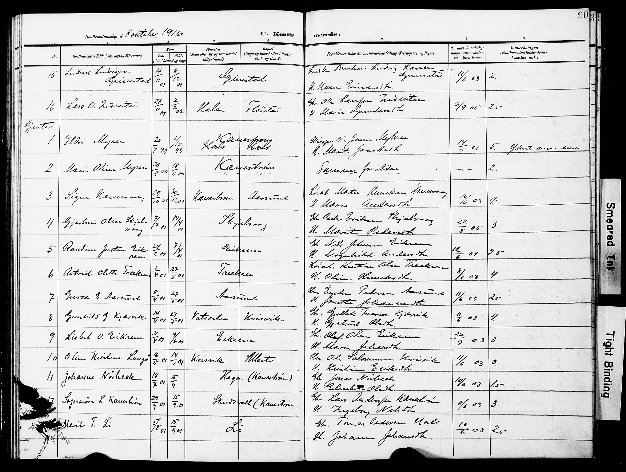 Ministerialprotokoller, klokkerbøker og fødselsregistre - Møre og Romsdal, AV/SAT-A-1454/587/L1001: Parish register (copy) no. 587C01, 1906-1927, p. 90