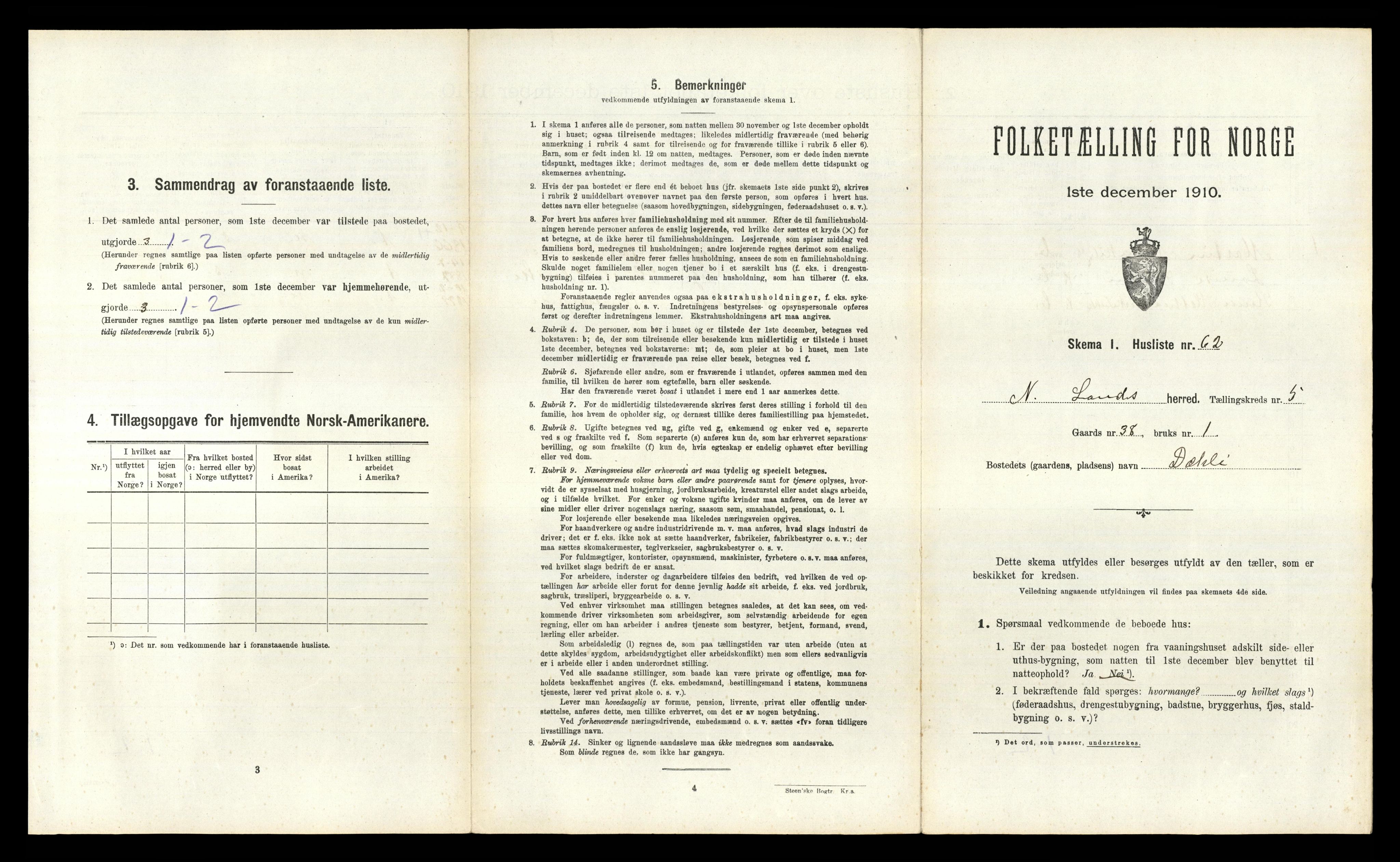 RA, 1910 census for Nordre Land, 1910, p. 583