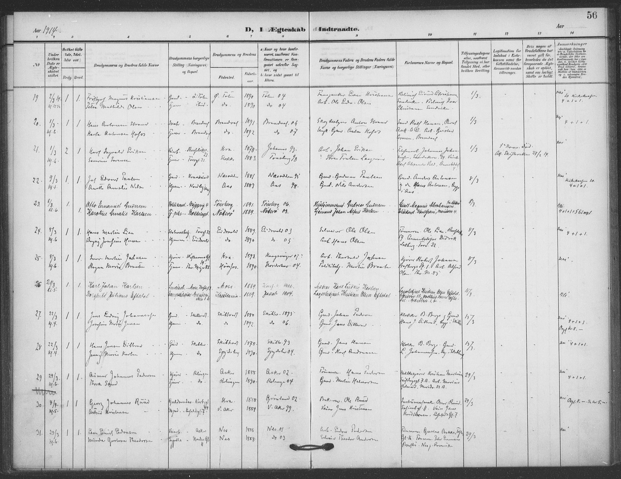 Jakob prestekontor Kirkebøker, AV/SAO-A-10850/F/Fa/L0010: Parish register (official) no. 10, 1908-1922, p. 56