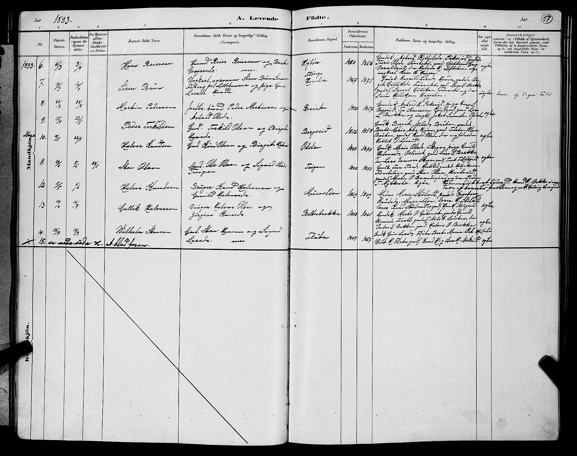 Nore kirkebøker, SAKO/A-238/G/Gb/L0002: Parish register (copy) no. II 2, 1878-1894, p. 57