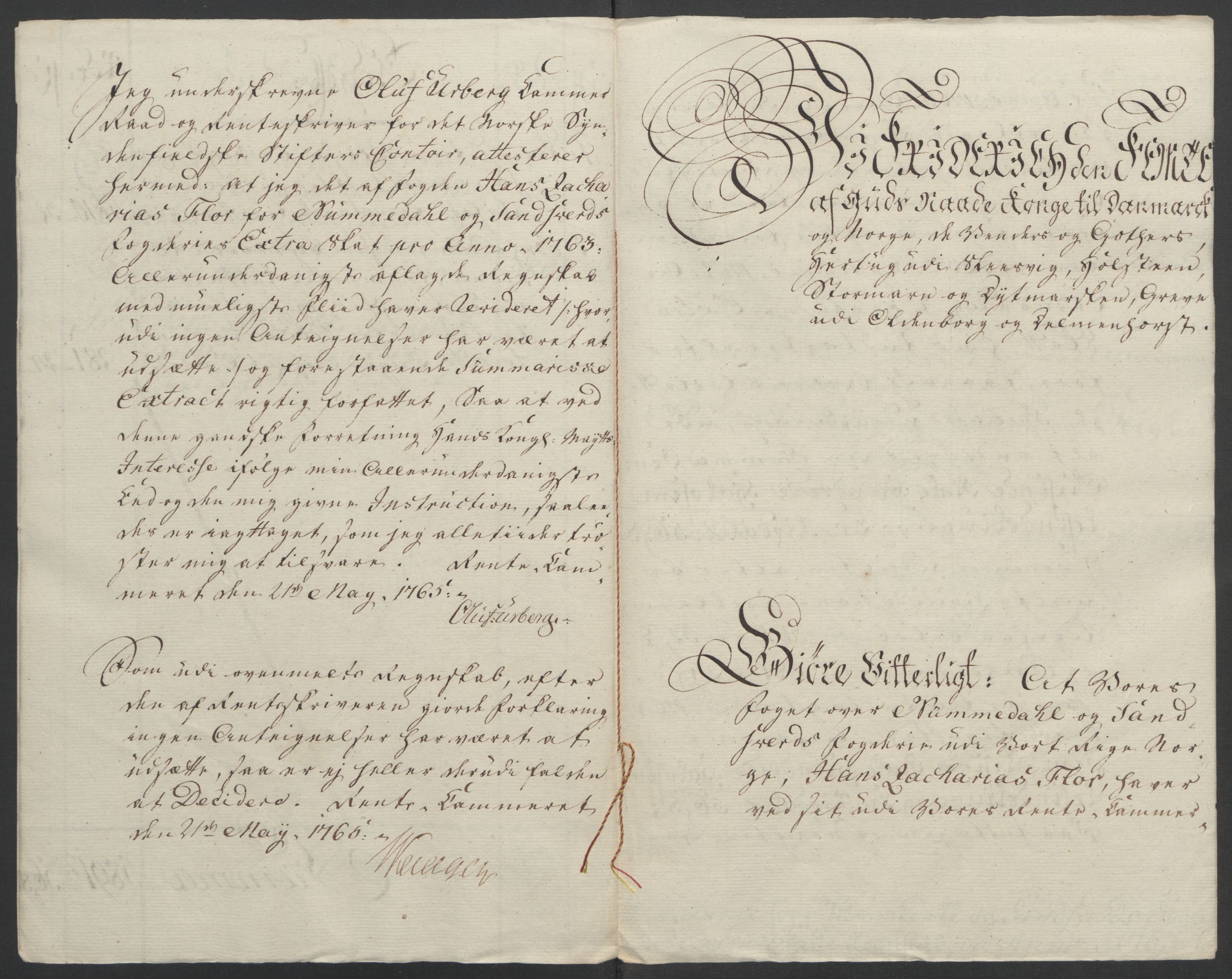 Rentekammeret inntil 1814, Reviderte regnskaper, Fogderegnskap, AV/RA-EA-4092/R24/L1672: Ekstraskatten Numedal og Sandsvær, 1762-1767, p. 132