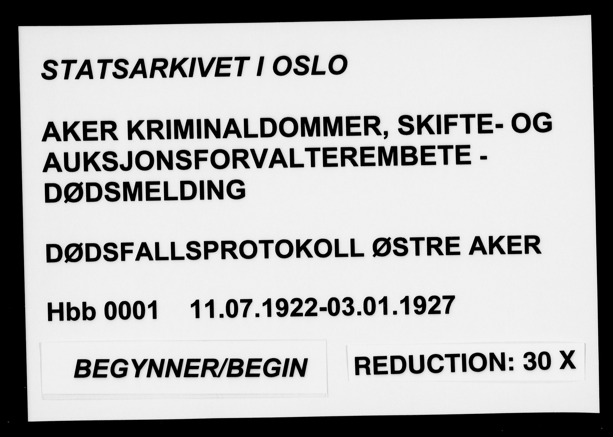 Aker kriminaldommer, skifte- og auksjonsforvalterembete, AV/SAO-A-10452/H/Hb/Hba/Hbac/L0001: Dødsfallsprotokoll for Østre Aker, 1922-1927