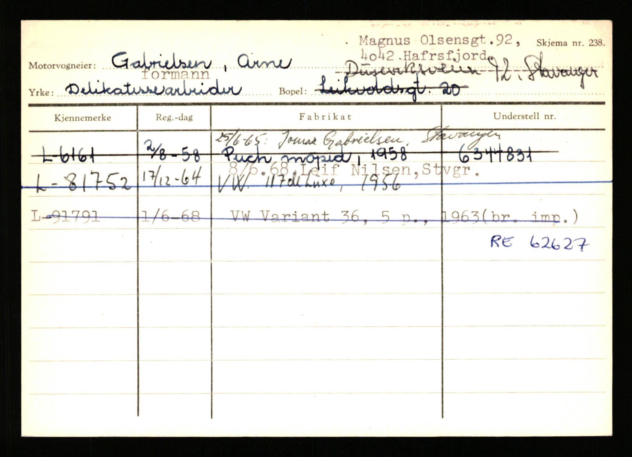 Stavanger trafikkstasjon, SAST/A-101942/0/H/L0010: Fuglestad - Gjestland, 1930-1971, p. 893