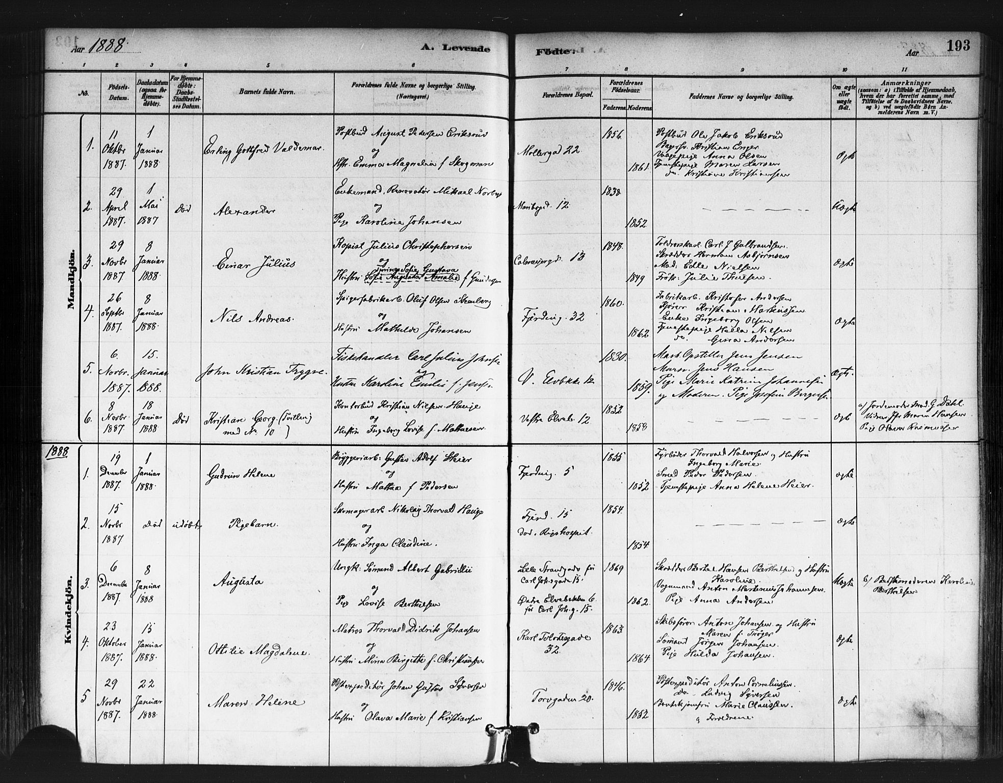 Jakob prestekontor Kirkebøker, SAO/A-10850/F/Fa/L0003: Parish register (official) no. 3, 1880-1895, p. 193