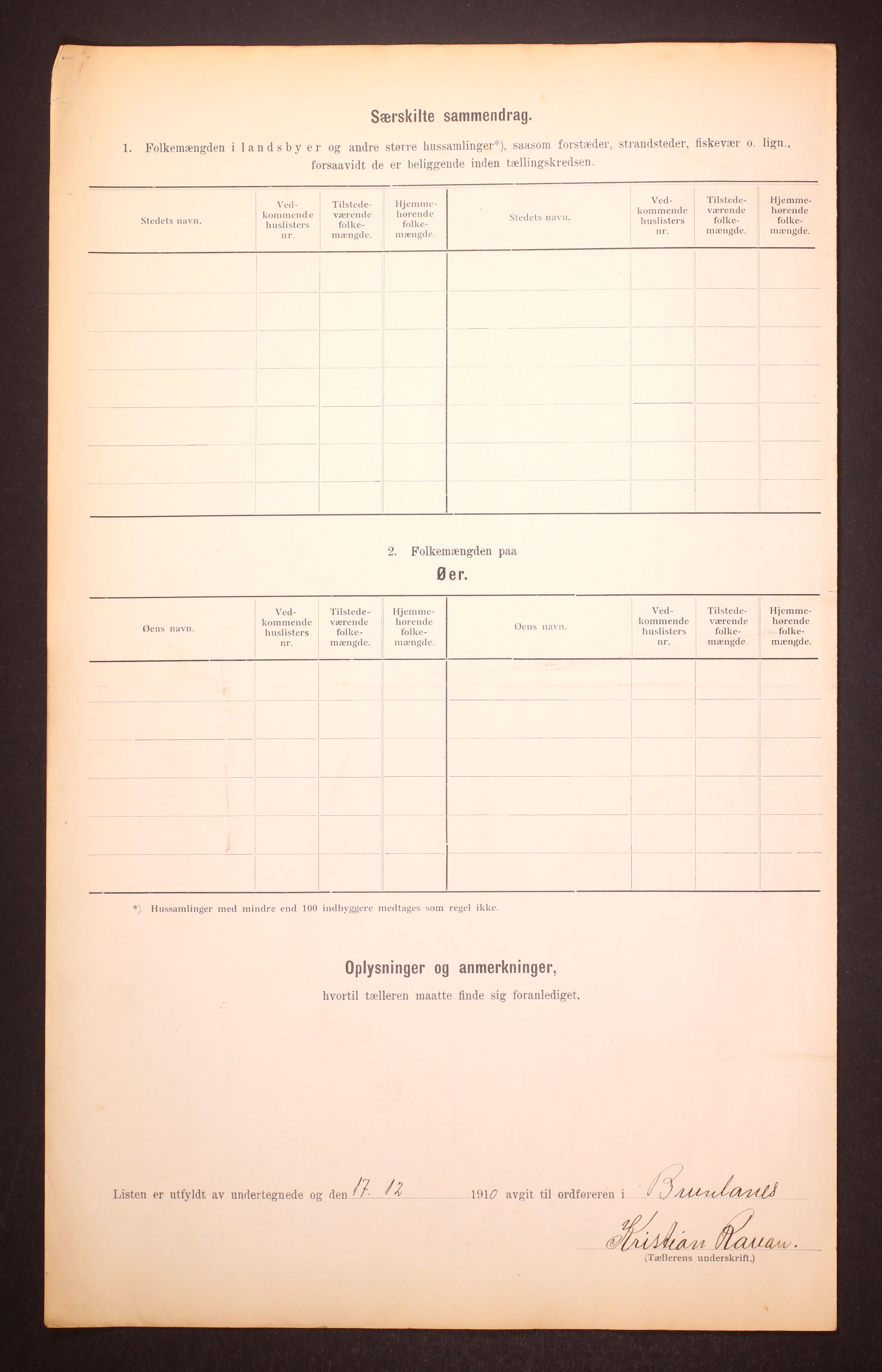 RA, 1910 census for Brunlanes, 1910, p. 13