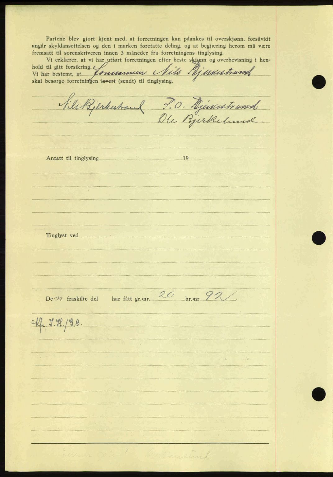 Nordmøre sorenskriveri, SAT/A-4132/1/2/2Ca: Mortgage book no. A90, 1941-1941, Diary no: : 1109/1941