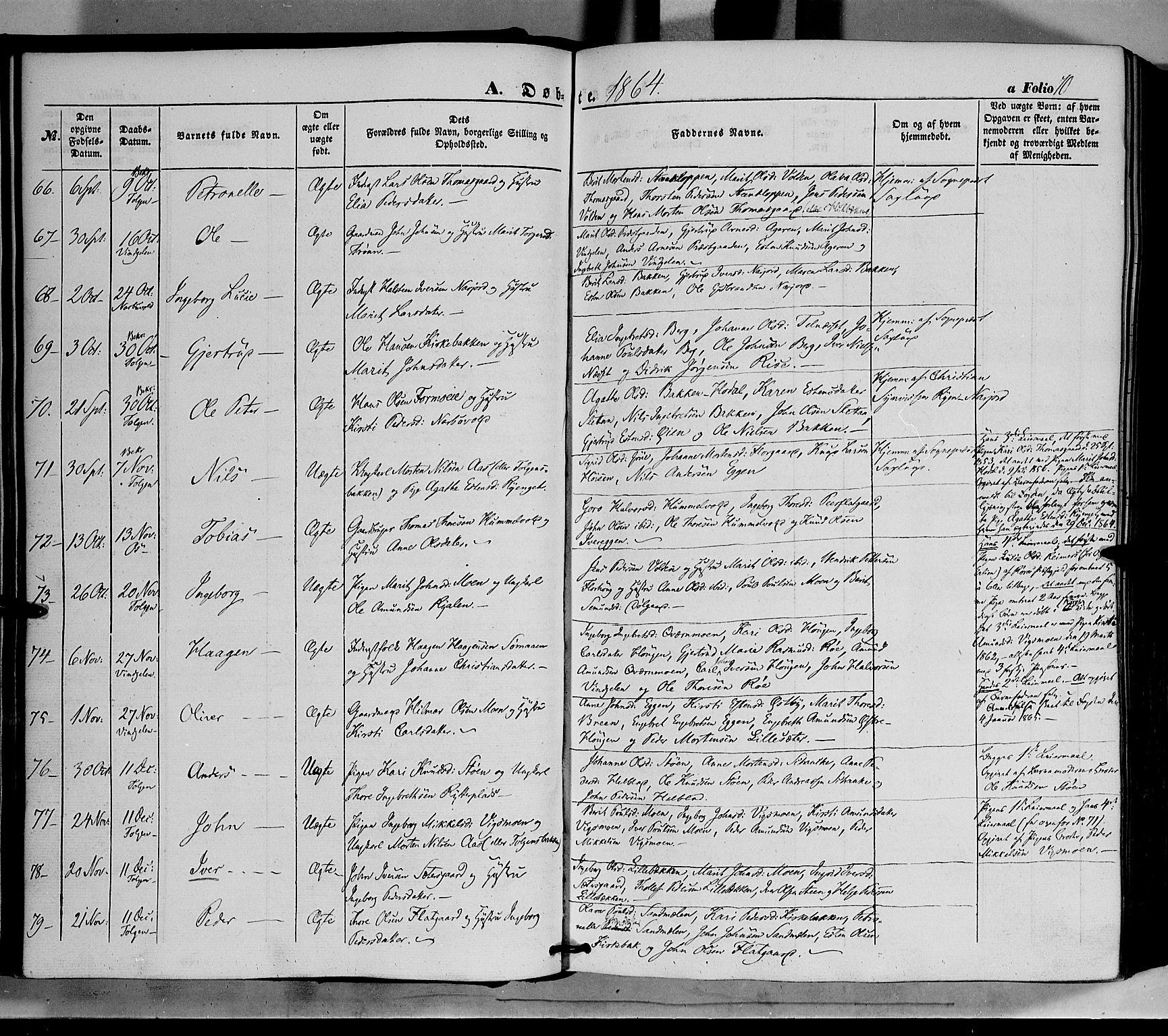 Tolga prestekontor, AV/SAH-PREST-062/K/L0006: Parish register (official) no. 6, 1852-1876, p. 70