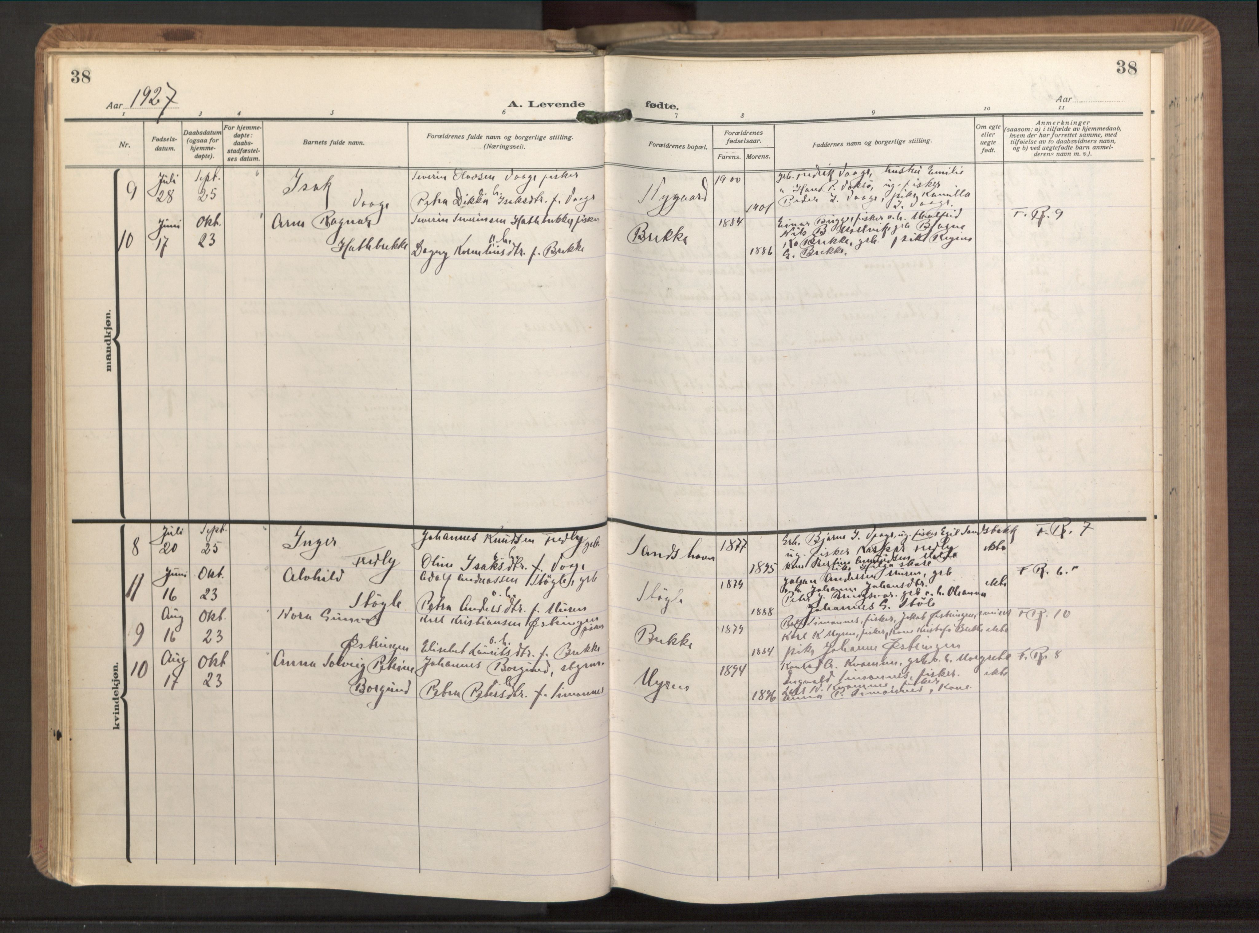 Ministerialprotokoller, klokkerbøker og fødselsregistre - Møre og Romsdal, AV/SAT-A-1454/503/L0044: Parish register (official) no. 503A12, 1918-1931, p. 38