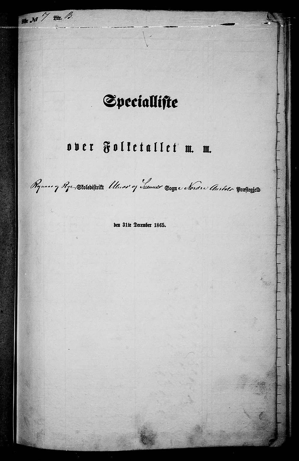 RA, 1865 census for Nord-Aurdal, 1865, p. 144