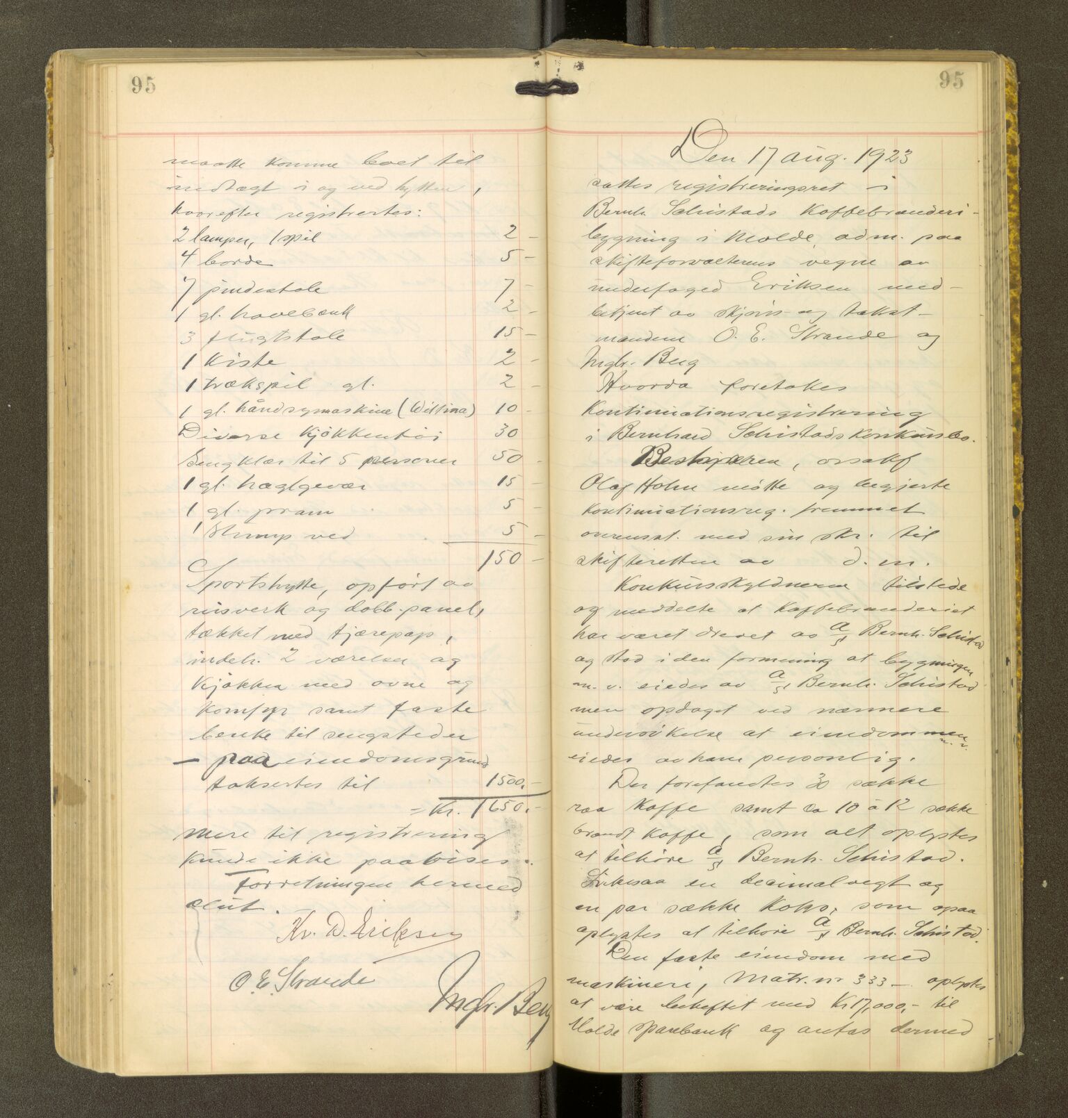 Romsdal sorenskriveri, AV/SAT-A-4149/1/3/3Ca/L0001: Registreringsprotokoll, 1921-1926, p. 95