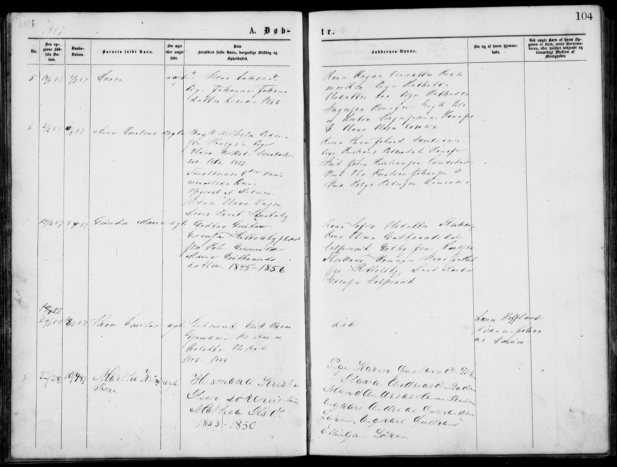 Norderhov kirkebøker, AV/SAKO-A-237/G/Gb/L0001: Parish register (copy) no. II 1, 1876-1899, p. 104