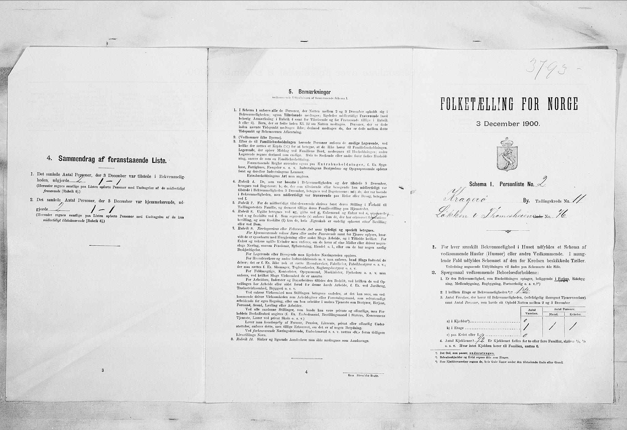 SAKO, 1900 census for Kragerø, 1900, p. 1305