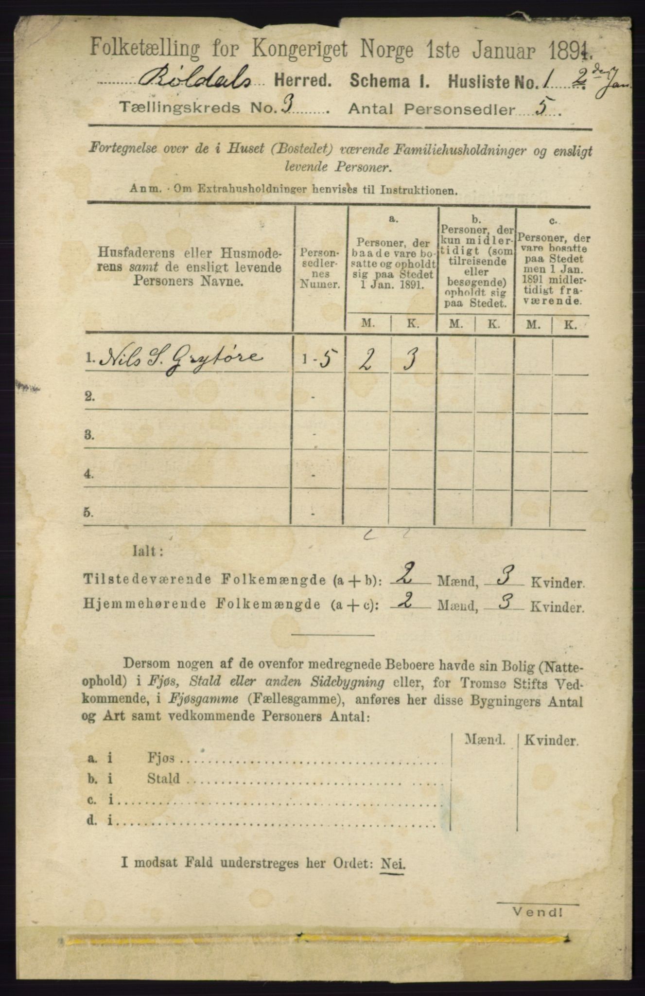 RA, 1891 census for 1229 Røldal, 1891, p. 852