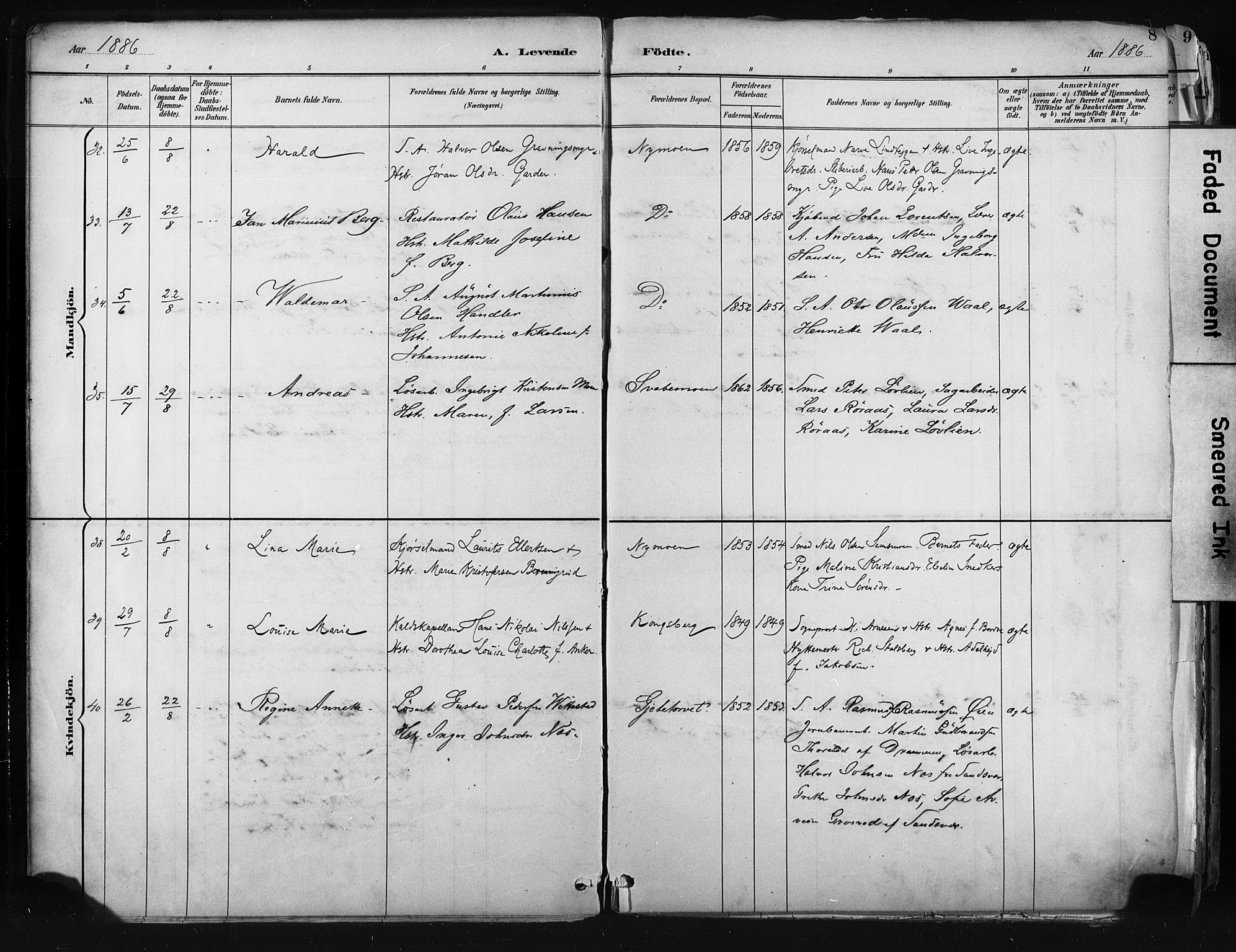 Kongsberg kirkebøker, AV/SAKO-A-22/F/Fb/L0002: Parish register (official) no. II 2, 1886-1896, p. 8