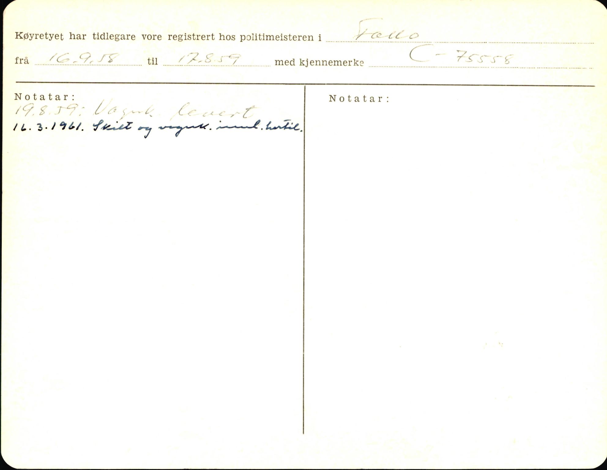 Statens vegvesen, Sogn og Fjordane vegkontor, AV/SAB-A-5301/4/F/L0006: Registerkort utmeldte Fjordane S8300-9500, 1930-1961, p. 168